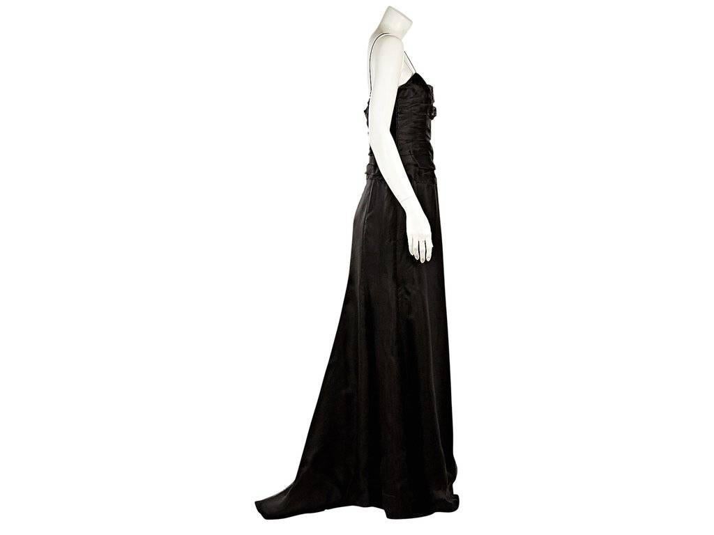 Black Armani Collezioni Pleated Silk Gown In Excellent Condition In New York, NY