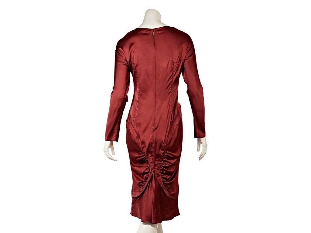 Red Gucci Long-Sleeve Silk-Blend Dress In Excellent Condition In New York, NY