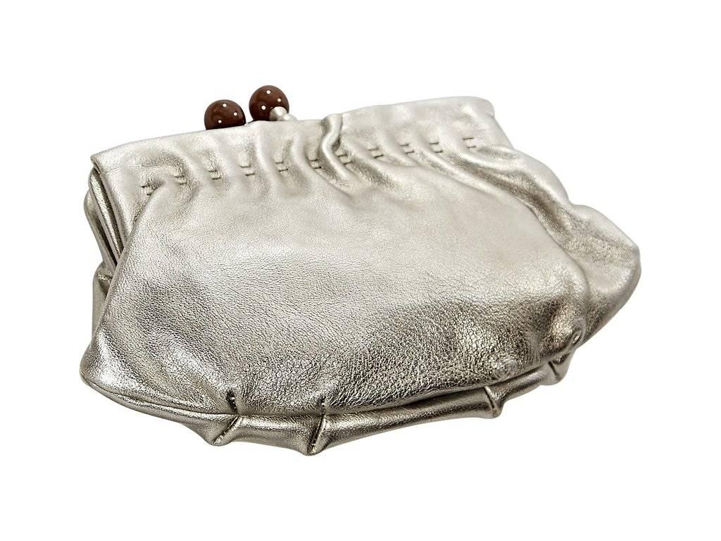 Silver Marni Leather Clutch In Good Condition In New York, NY
