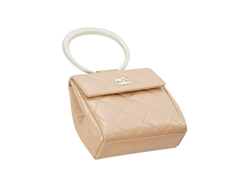 Tan Chanel Quilted Leather Evening Bag In Good Condition In New York, NY