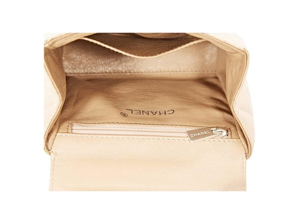 Women's Tan Chanel Quilted Leather Evening Bag