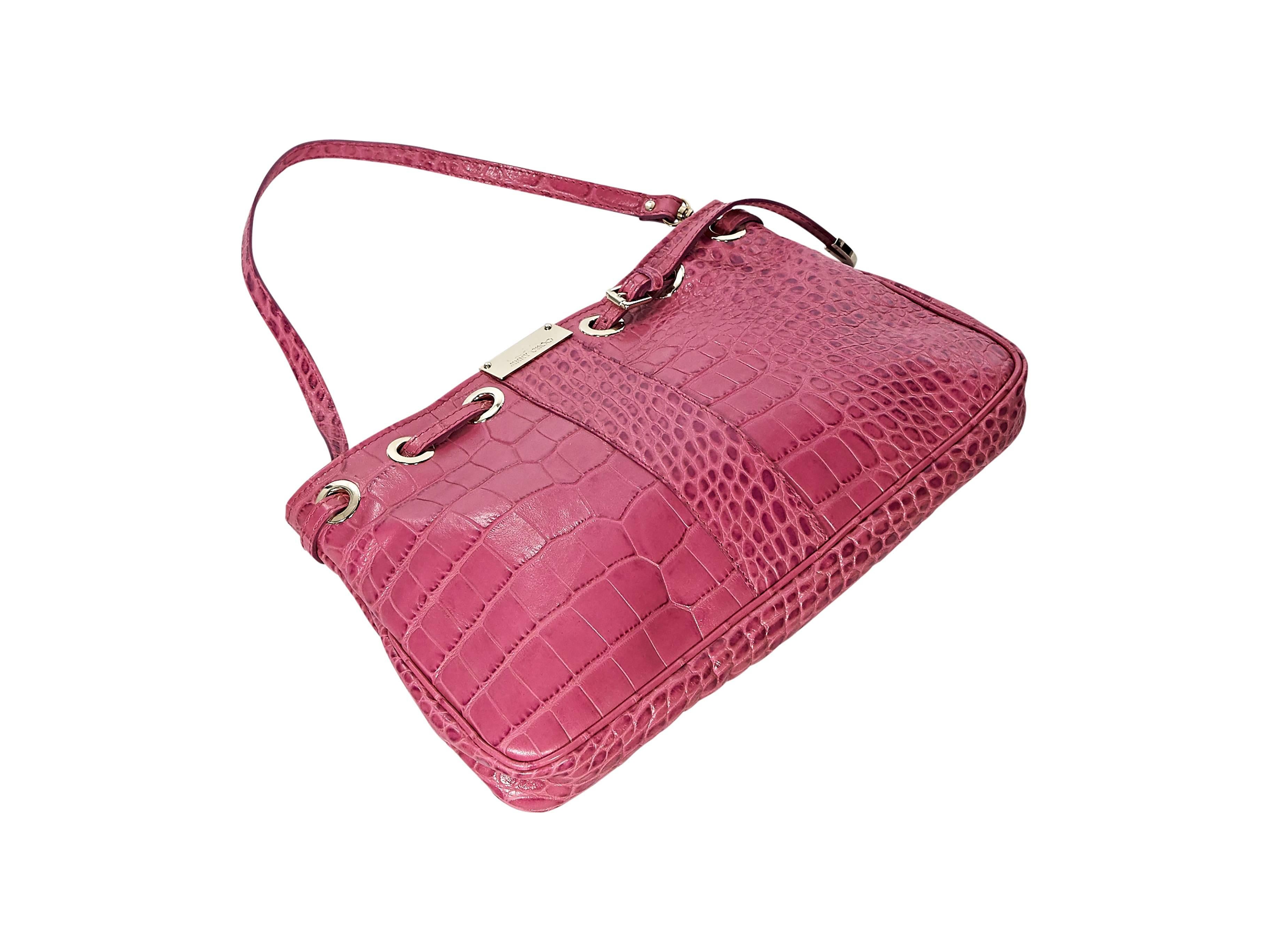 Pink Jimmy Choo Embossed Leather Shoulder Bag In Excellent Condition In New York, NY