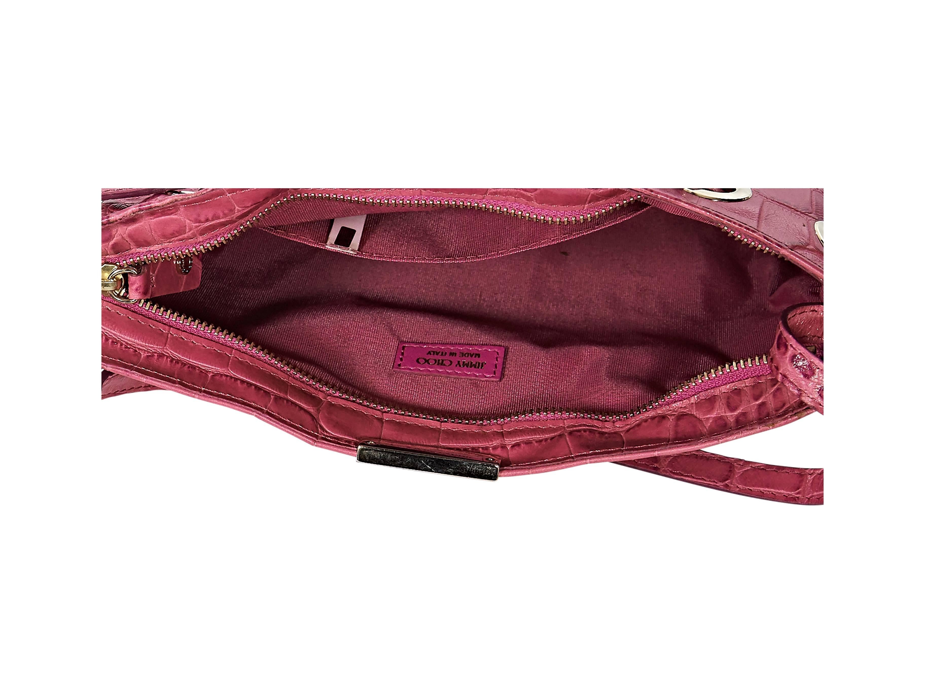 Women's Pink Jimmy Choo Embossed Leather Shoulder Bag