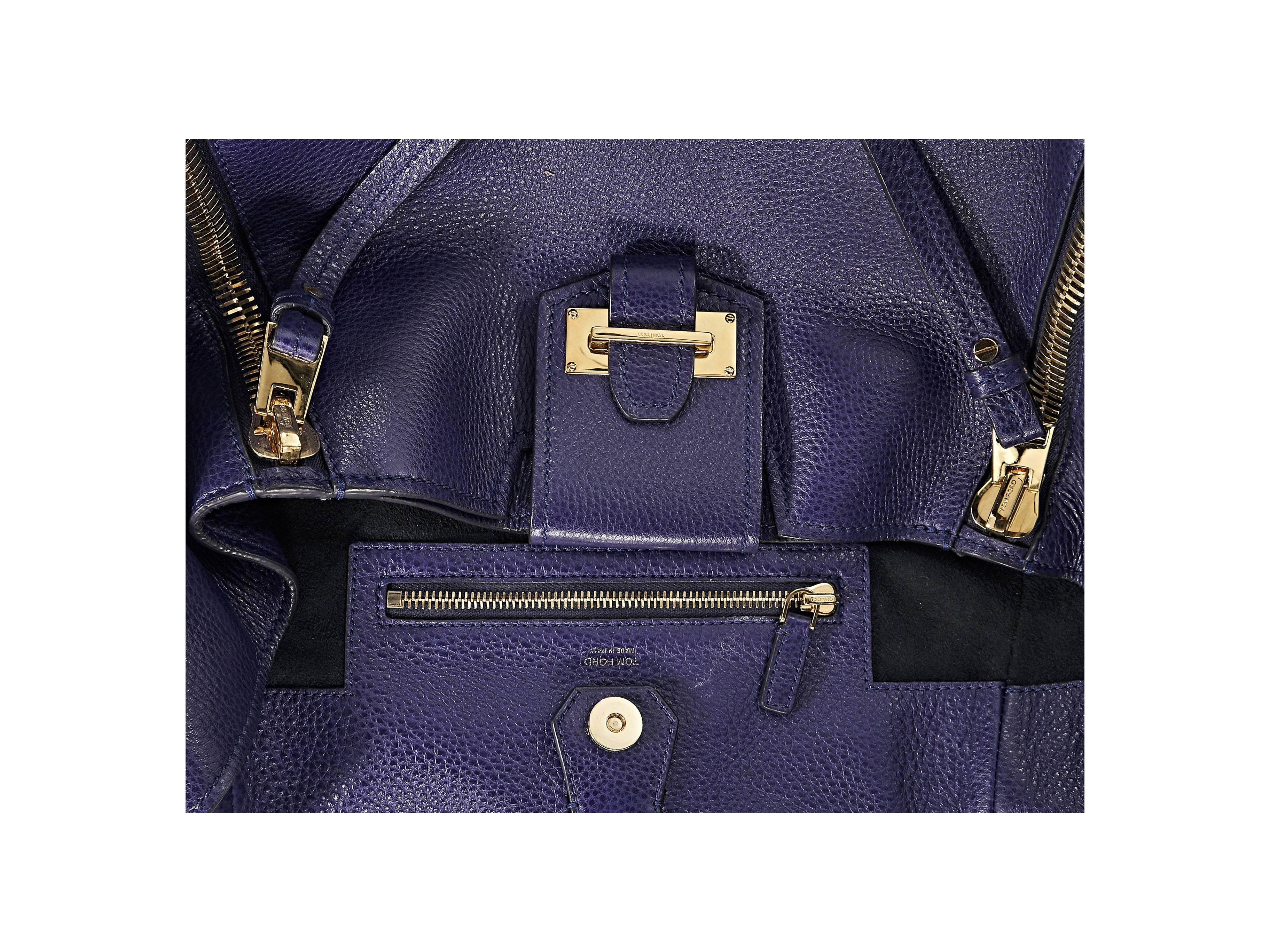 Women's Navy Tom Ford Leather Sedgwick Tote Bag