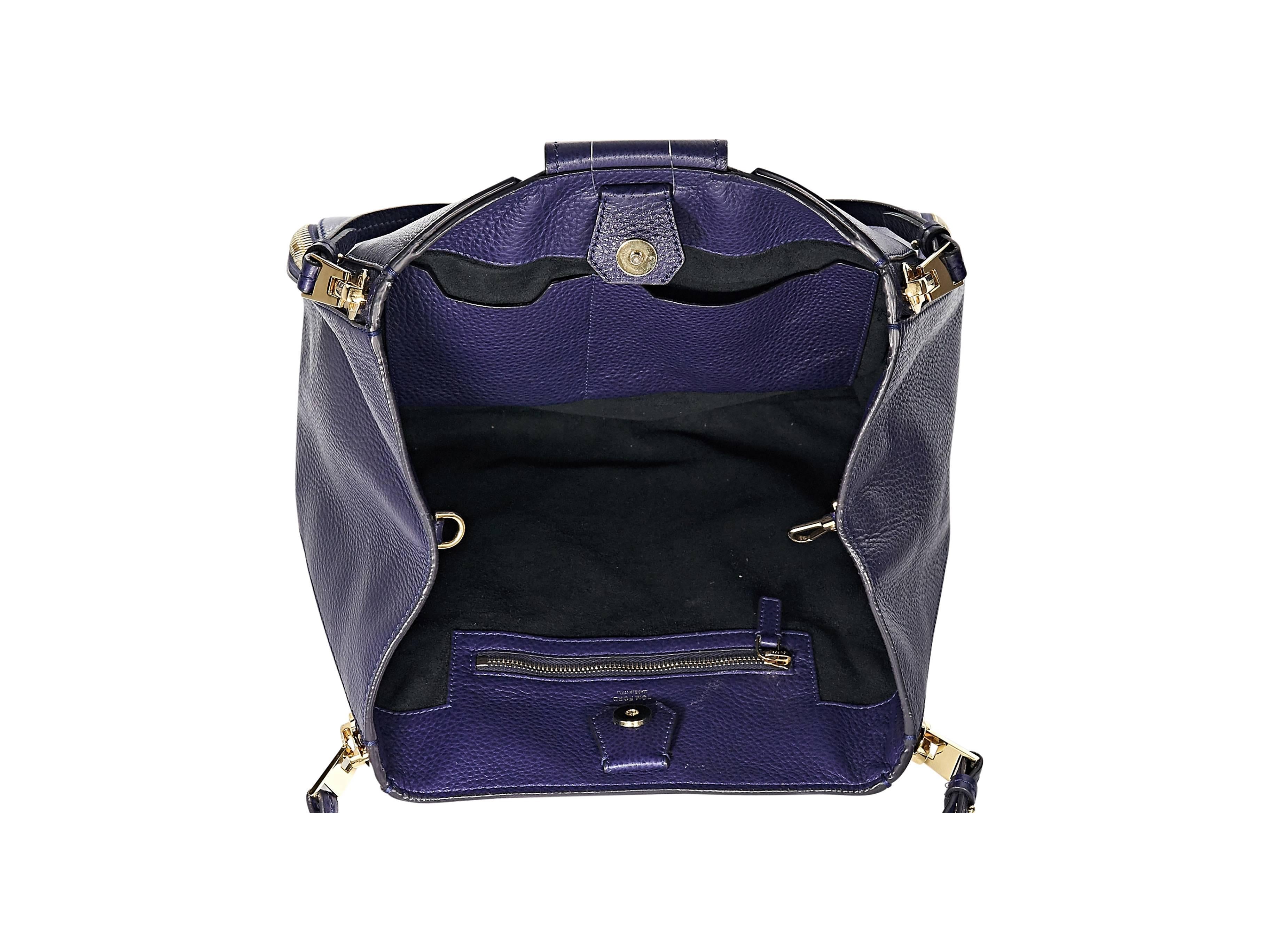 Navy Tom Ford Leather Sedgwick Tote Bag In Excellent Condition In New York, NY