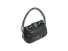 Black & Green Prada Crocodile-Trimmed Handbag