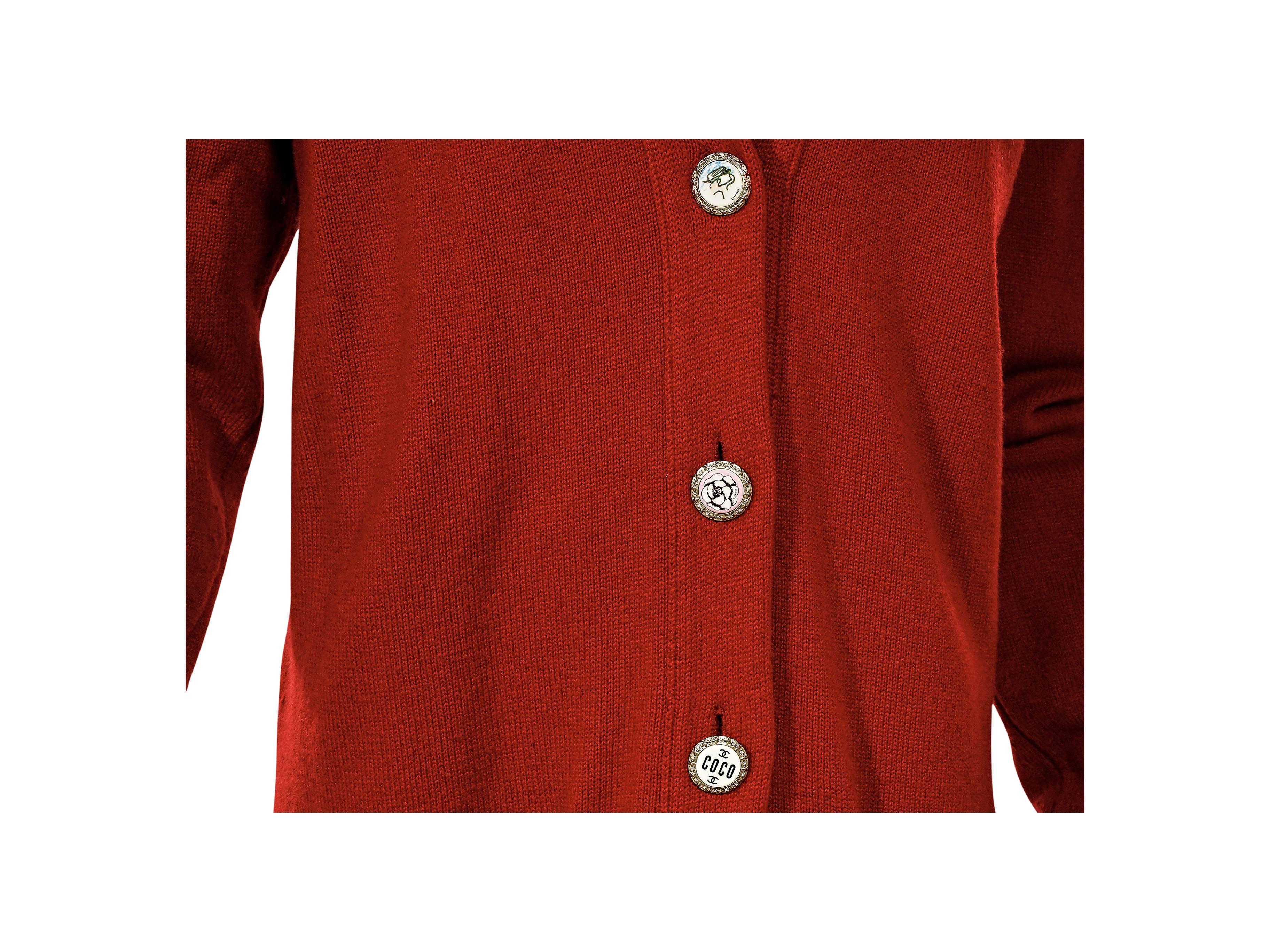 Red Chanel Cashmere Cardigan 1