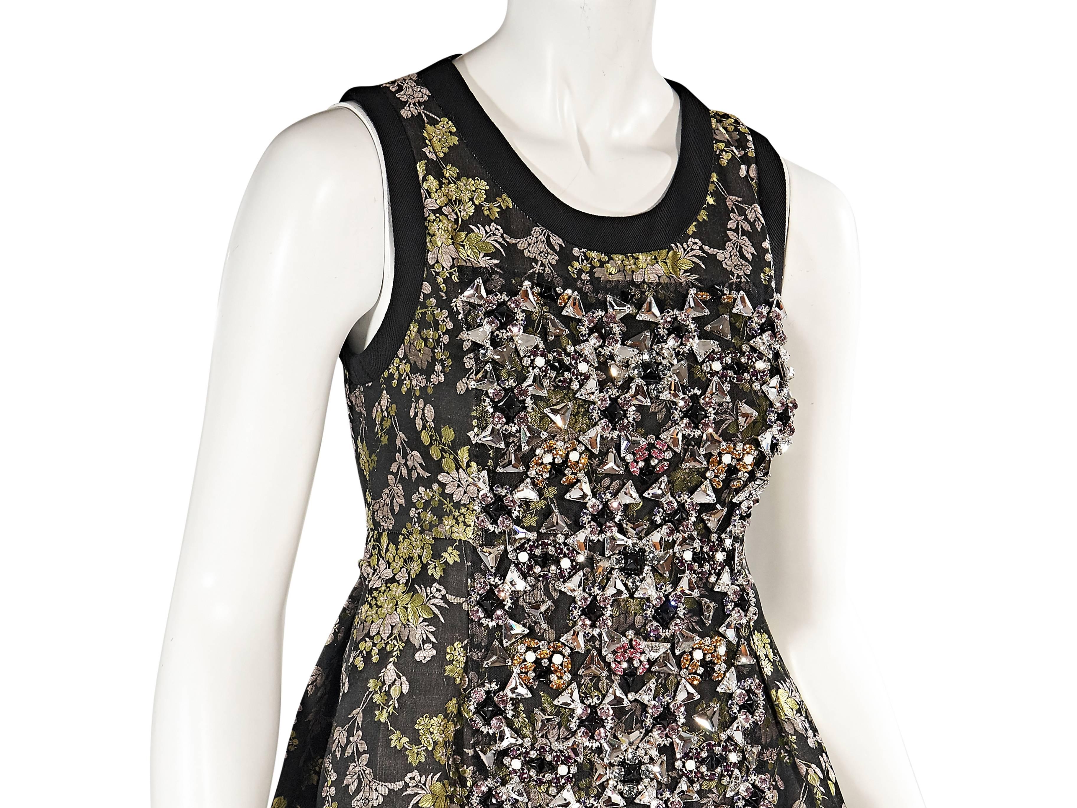 Vera Wang Embellished Floral Dress In Excellent Condition In New York, NY