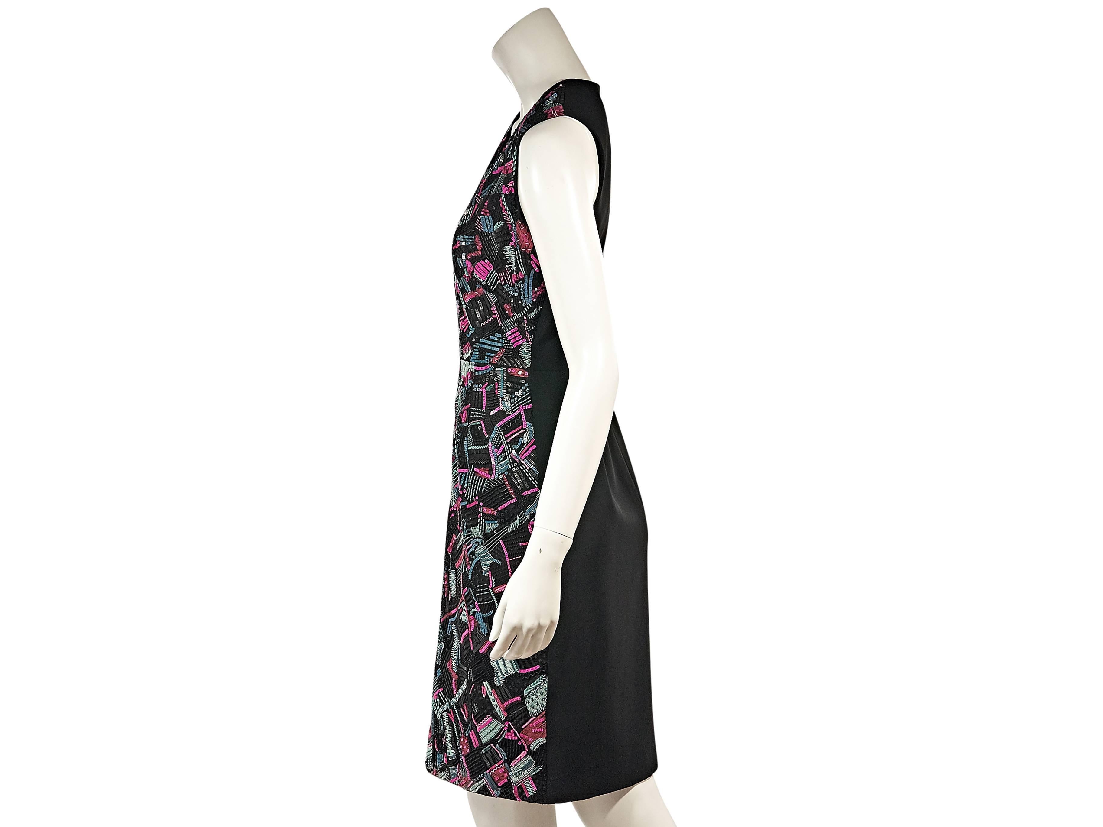 Black Multicolor J. Mendel Embellished Sheath Dress