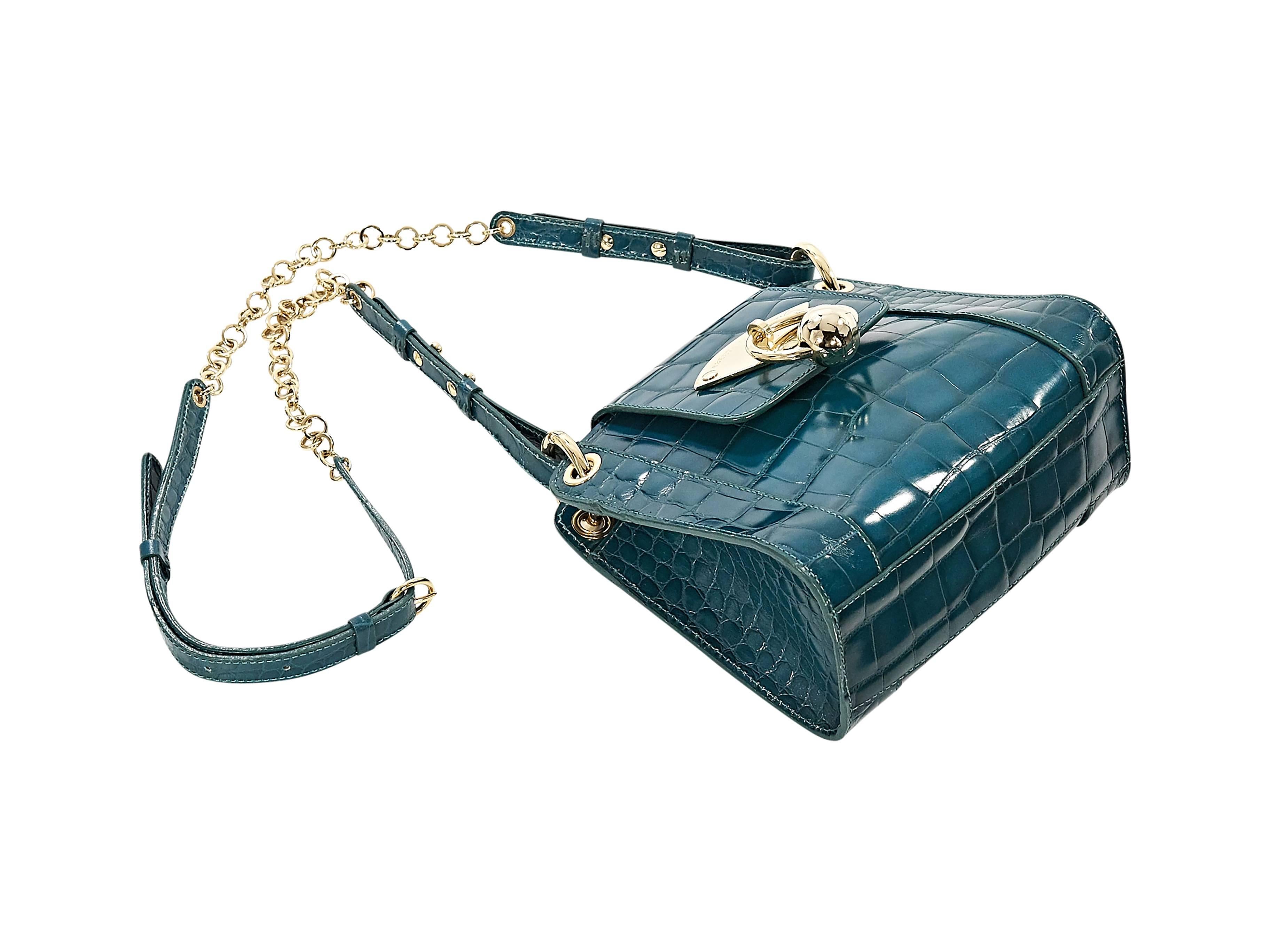 Blue Teal Alberta Ferretti Alligator Crossbody Bag