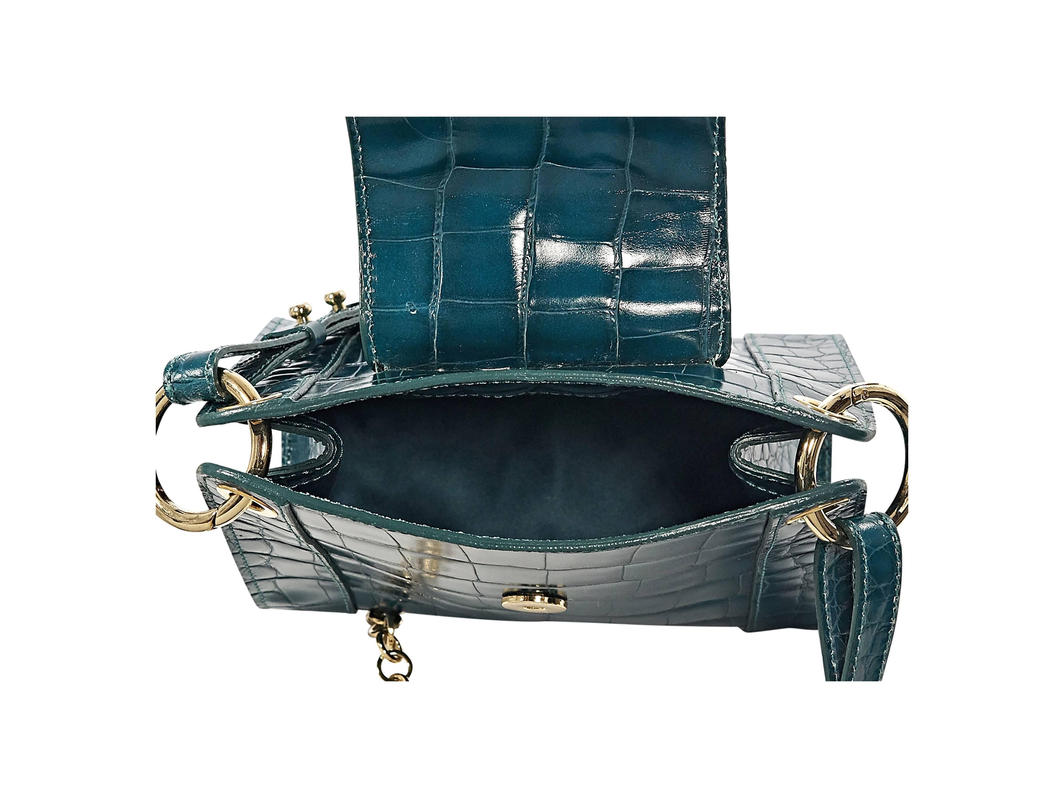 Teal Alberta Ferretti Alligator Crossbody Bag In Good Condition In New York, NY