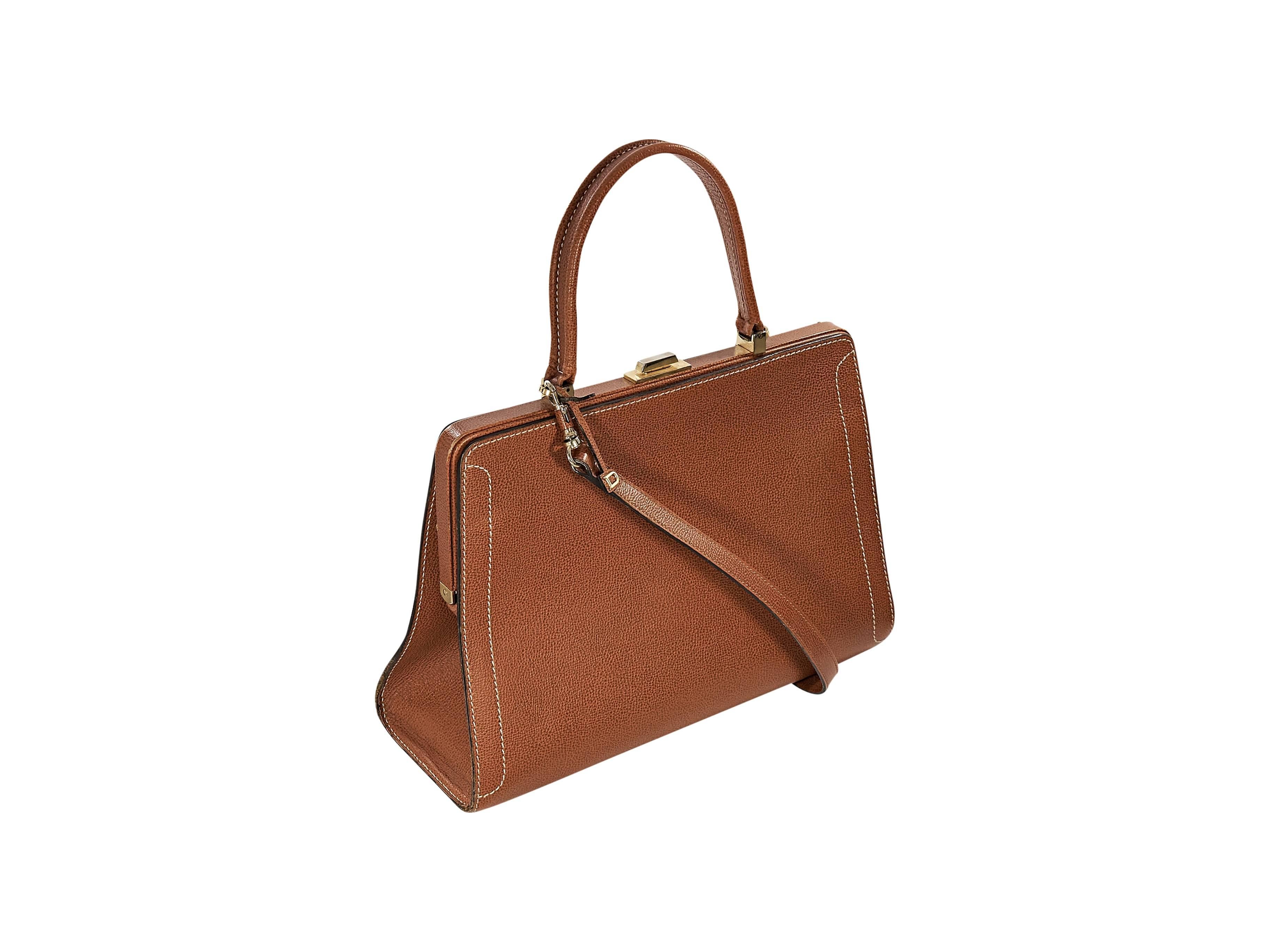 Brown Delvaux Leather Top-Handle Bag In Good Condition In New York, NY