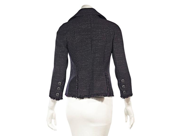Navy and Purple Chanel Double-Breasted Tweed Jacket For Sale at 1stDibs ...