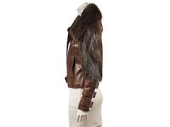 Brown Gucci Fur-Trimmed Leather Jacket