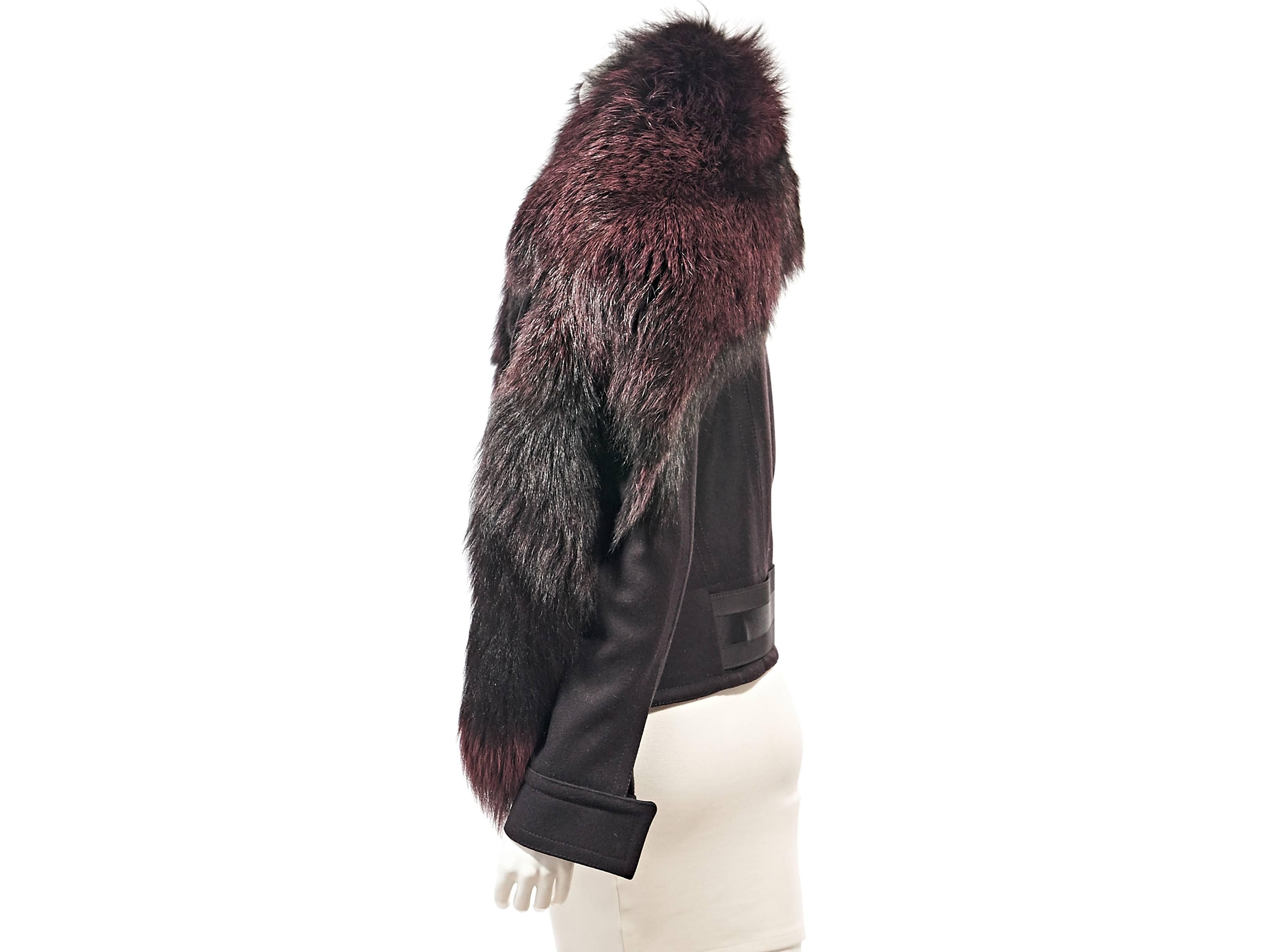 Dark Purple Gucci Fox Fur Trimmed Jacket In Excellent Condition In New York, NY