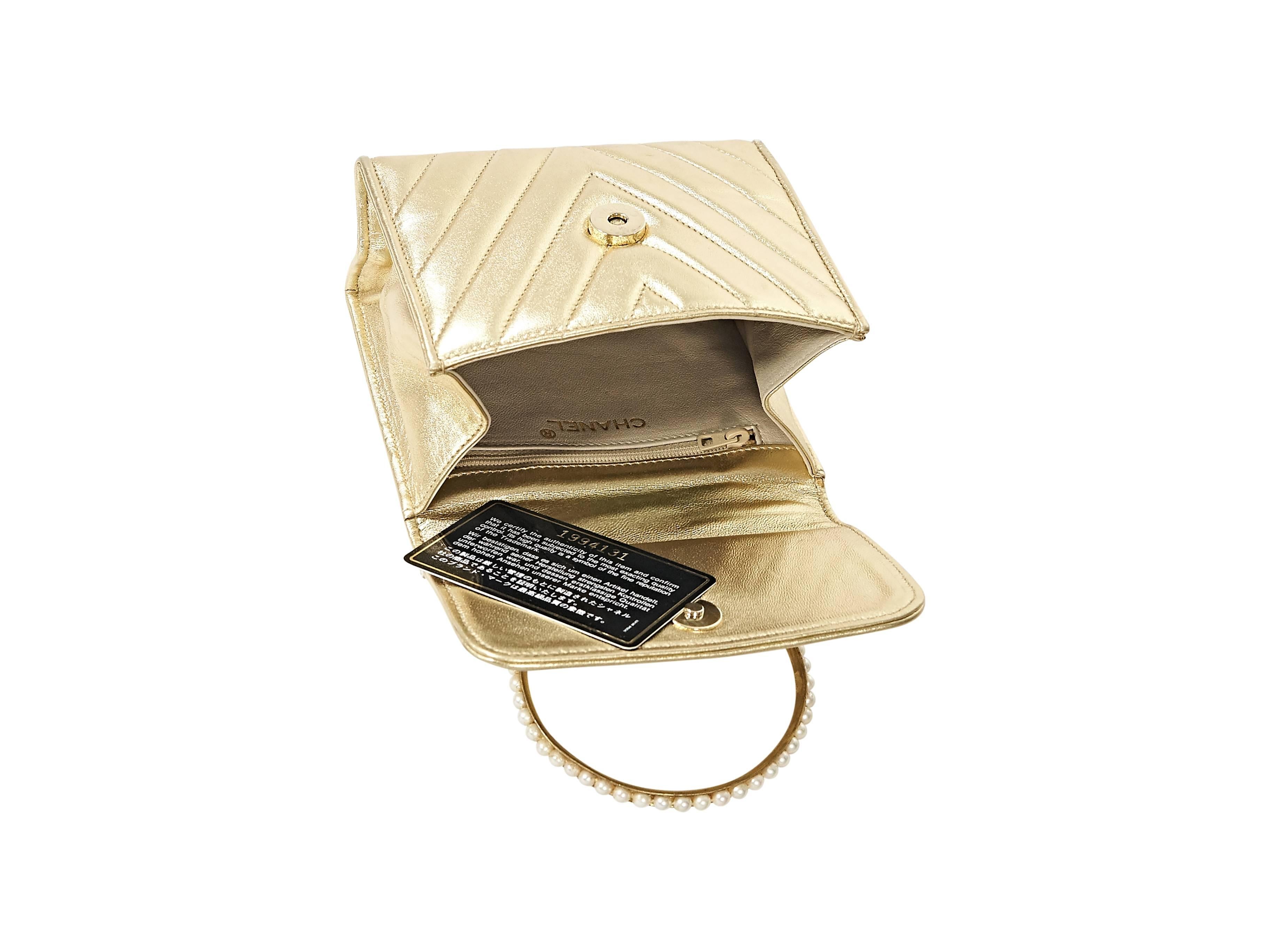 Women's Gold Chanel Top Handle Evening Bag
