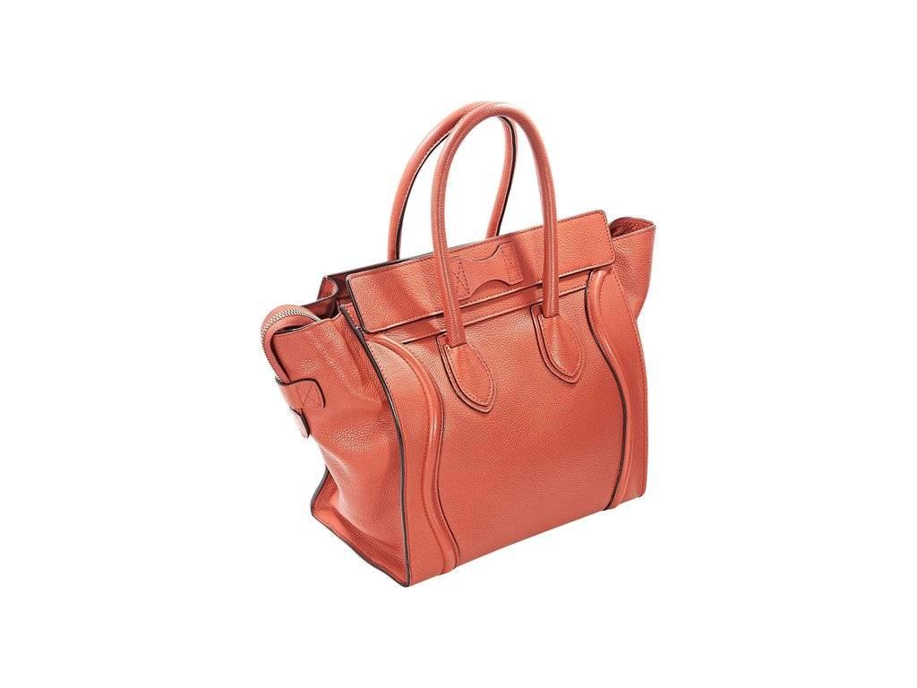 Orange Red Celine Mini Luggage Tote Bag