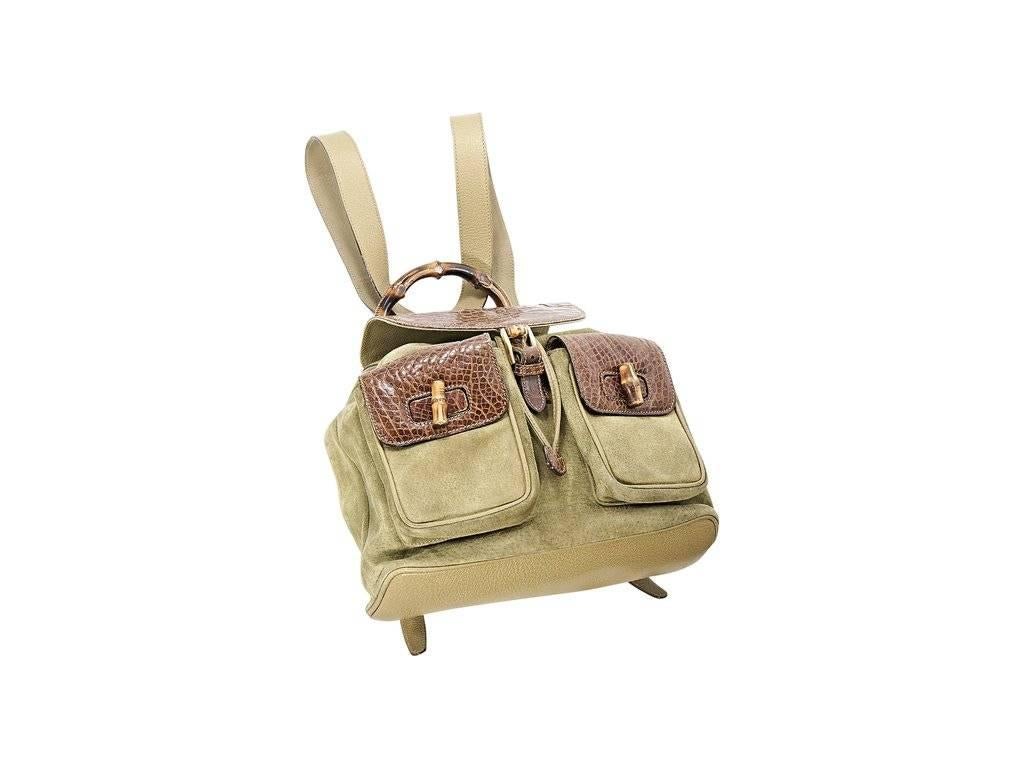 Women's Olive Gucci Suede & Alligator Backpack