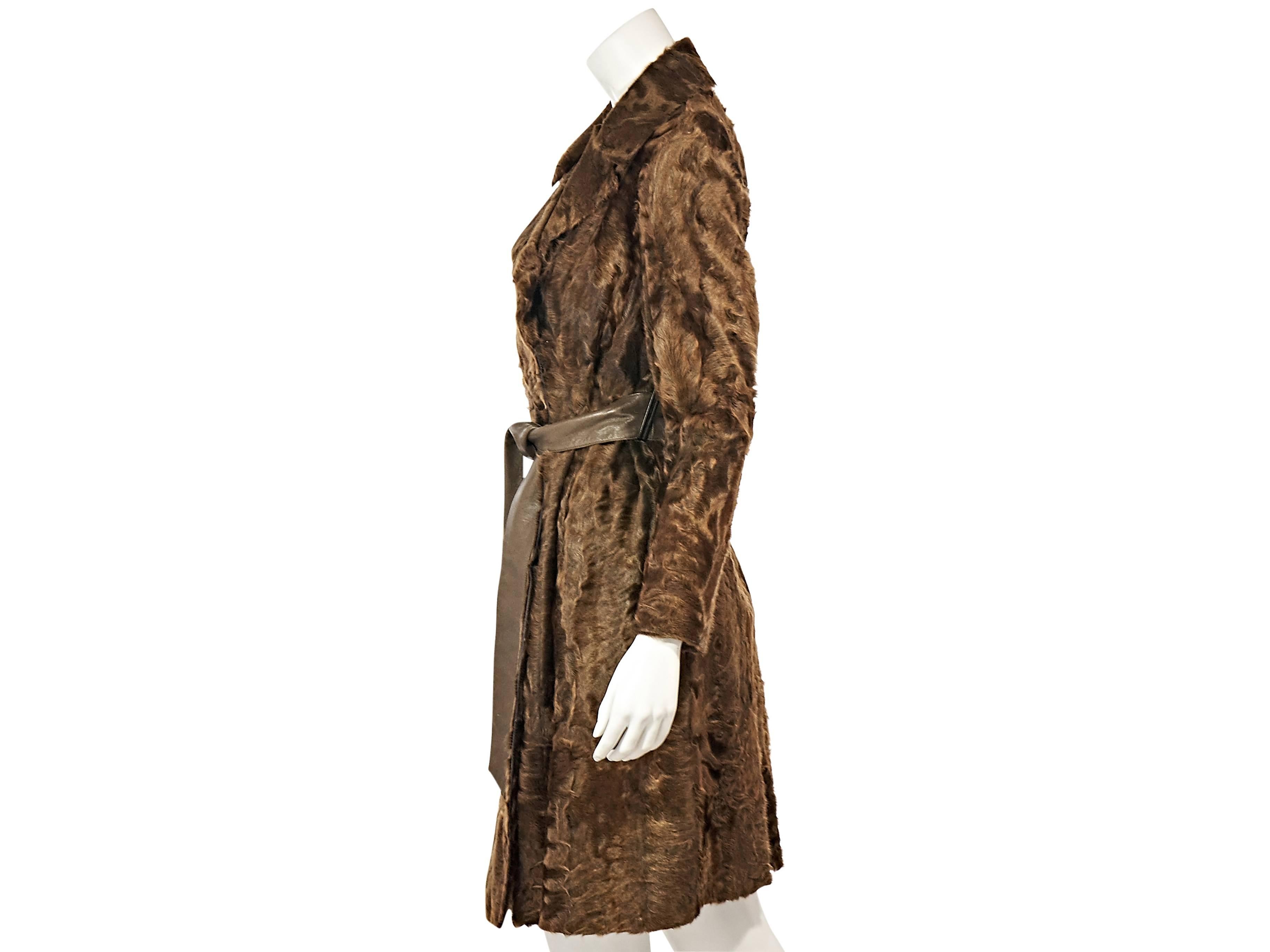 Brown Akris Sheared Goat Fur Coat In Excellent Condition In New York, NY