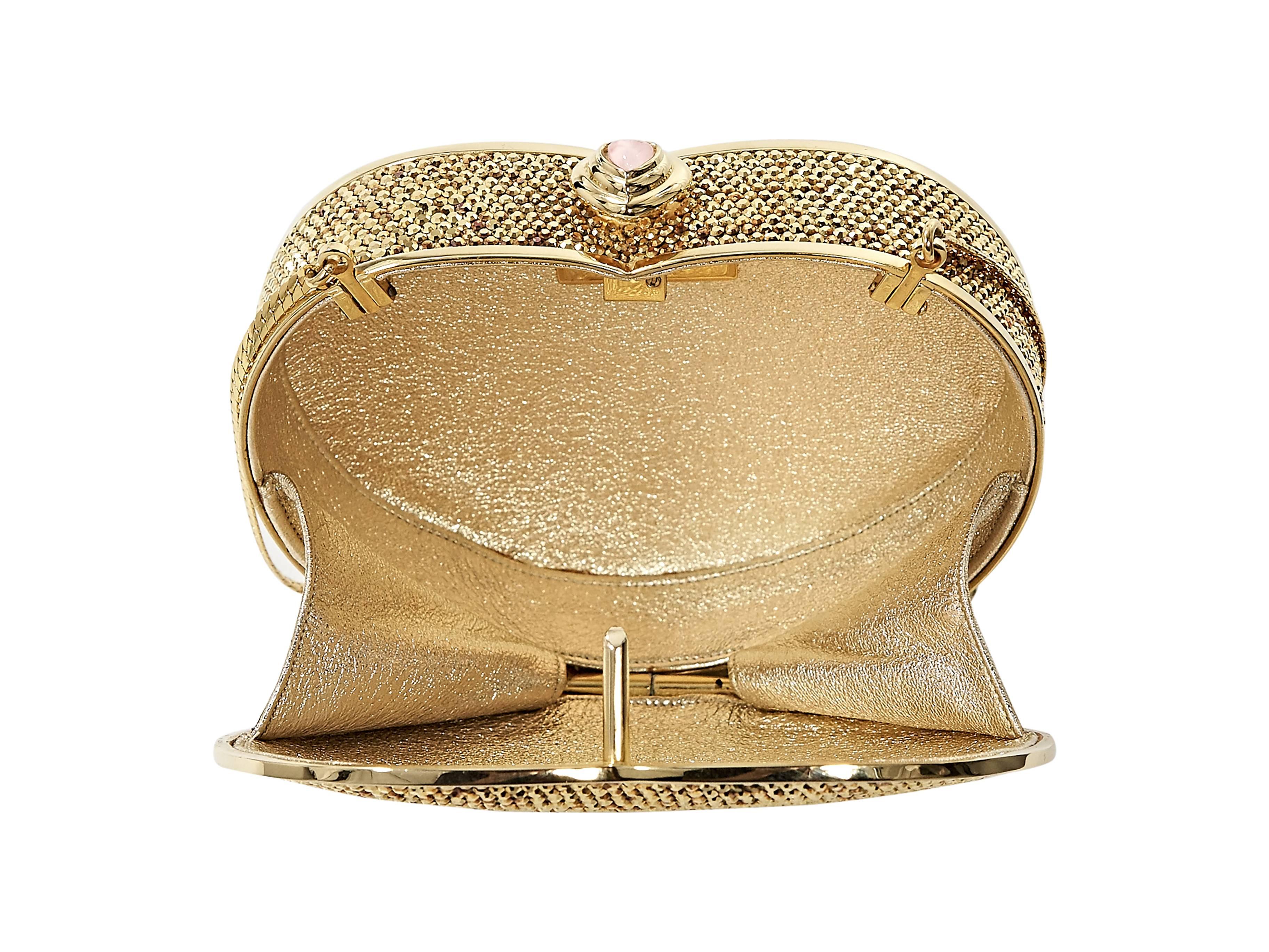 Gold Judith Leiber Embellished Heart Clutch In Excellent Condition In New York, NY