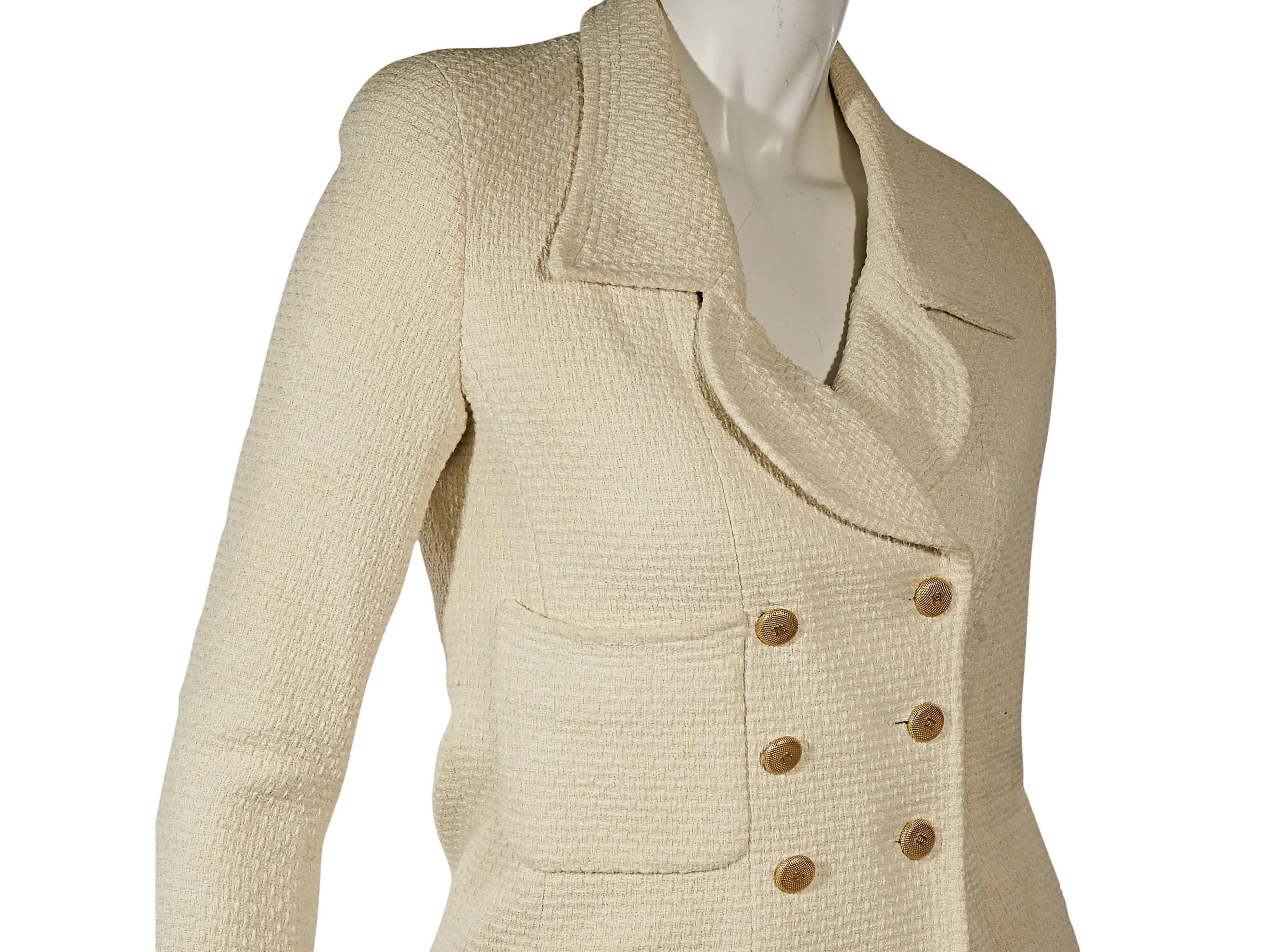 Cream Vintage Chanel Double-Breasted Jacket In Good Condition In New York, NY