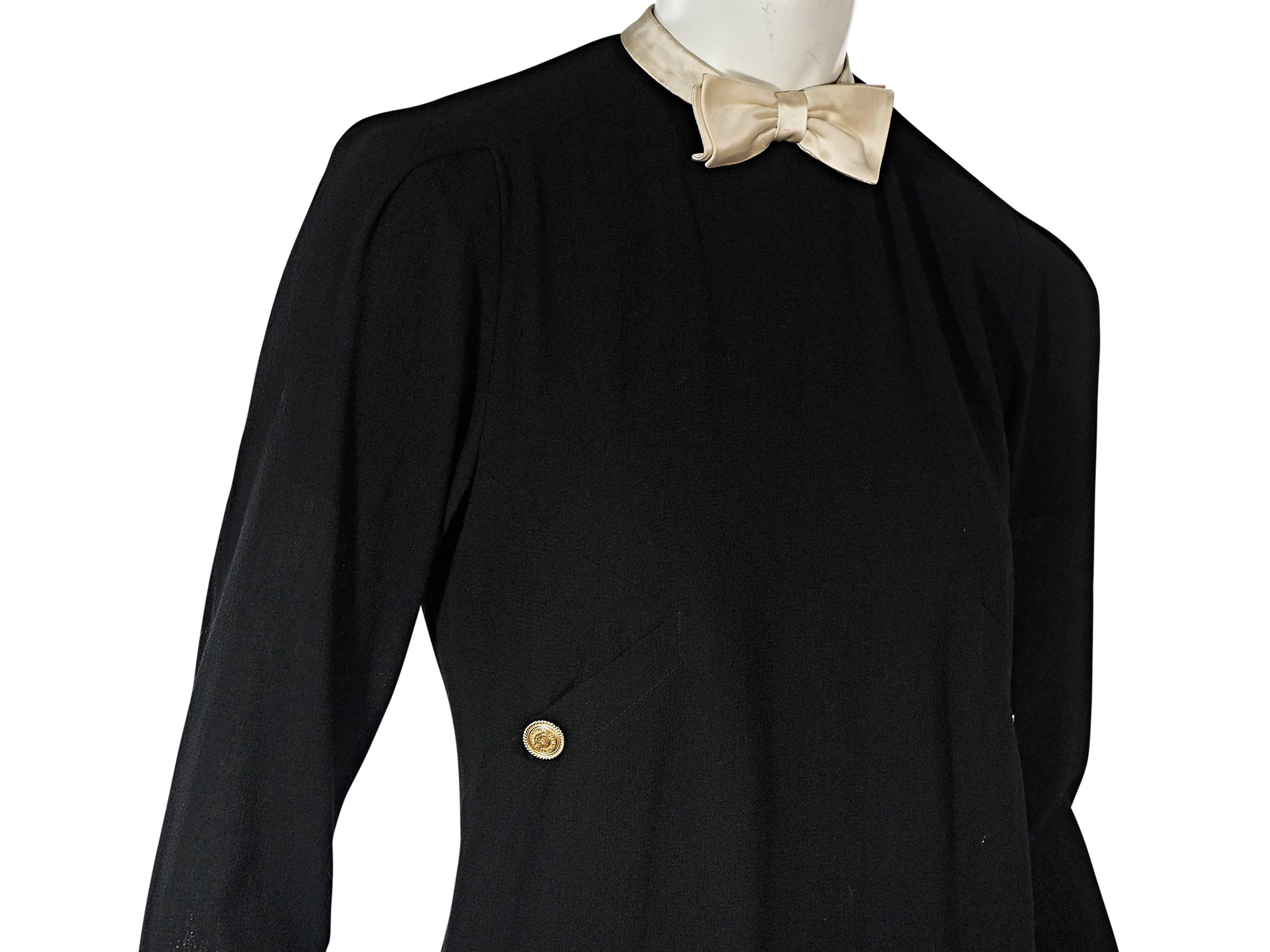 Women's Black Vintage Chanel Long-Sleeve Bow Dress