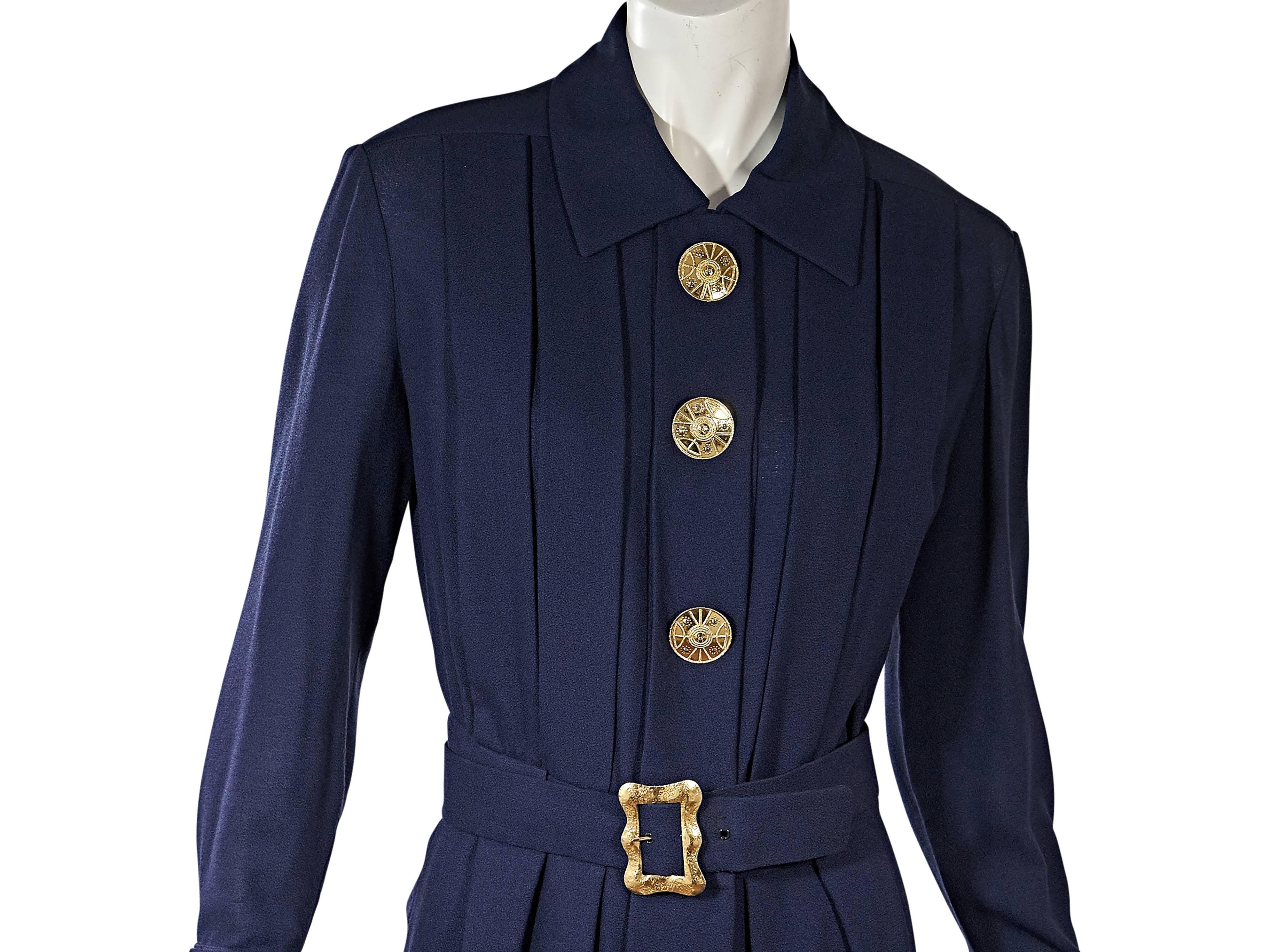 Navy Vintage Chanel Pleated Dress In Good Condition In New York, NY