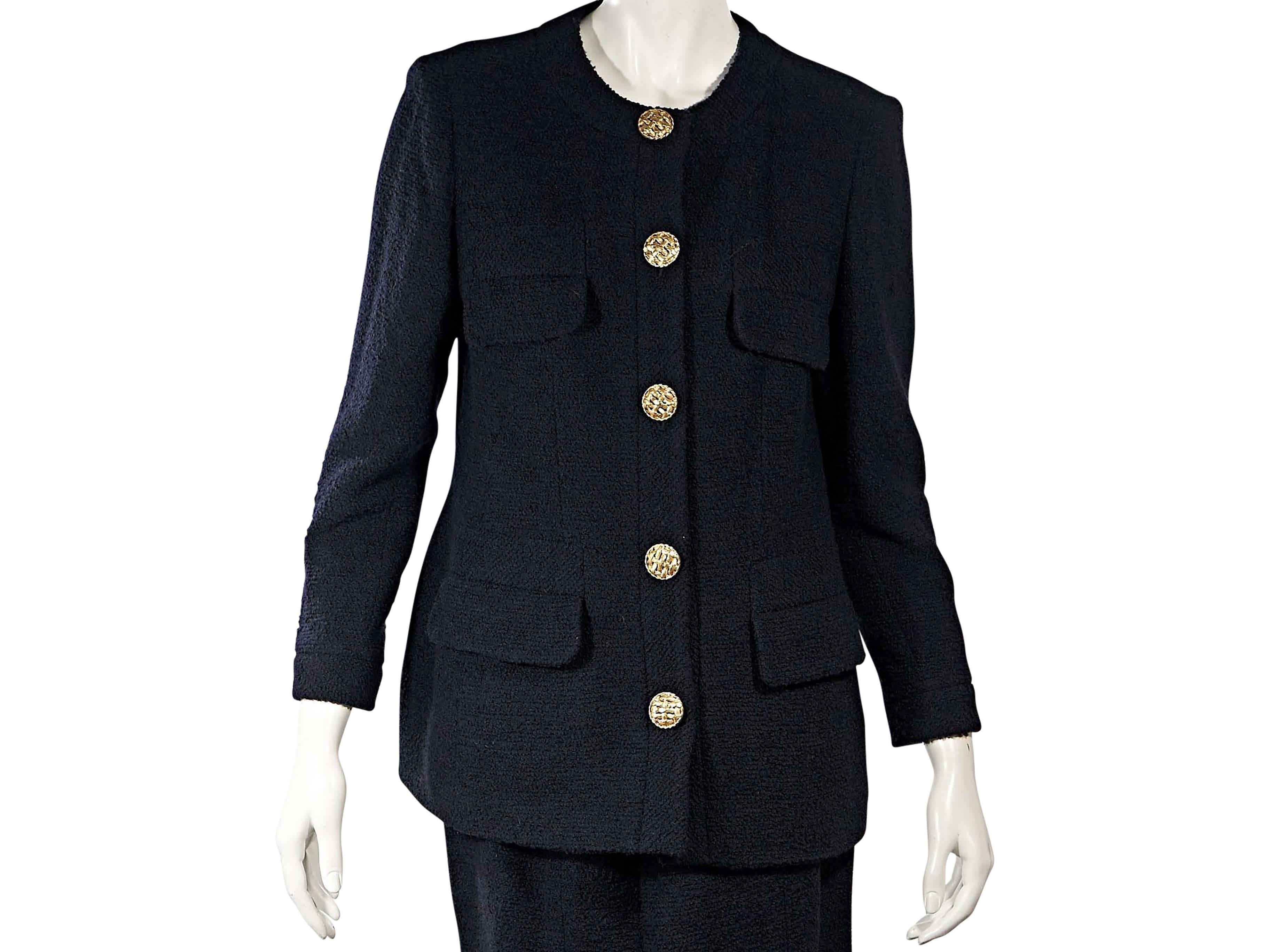 Black Navy Vintage Chanel Skirt Suit Set