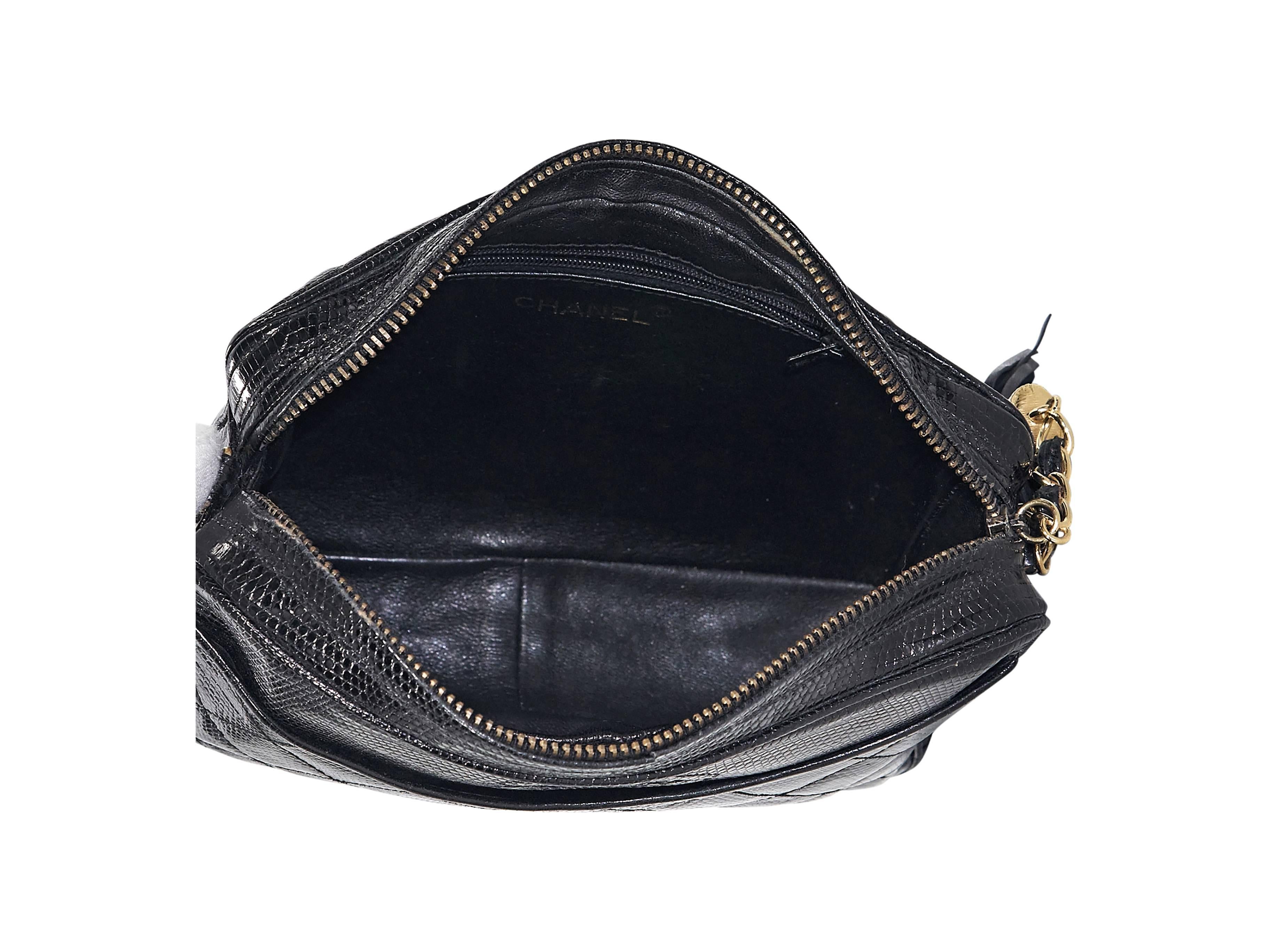 Women's Black Vintage Chanel Quilted Lizard Bag