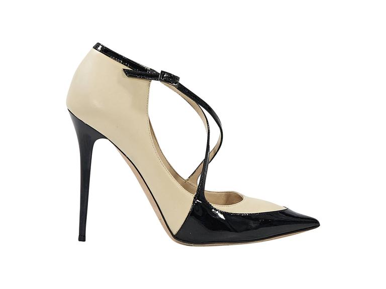 Tan and Black Jimmy Choo Leather Pumps For Sale at 1stDibs