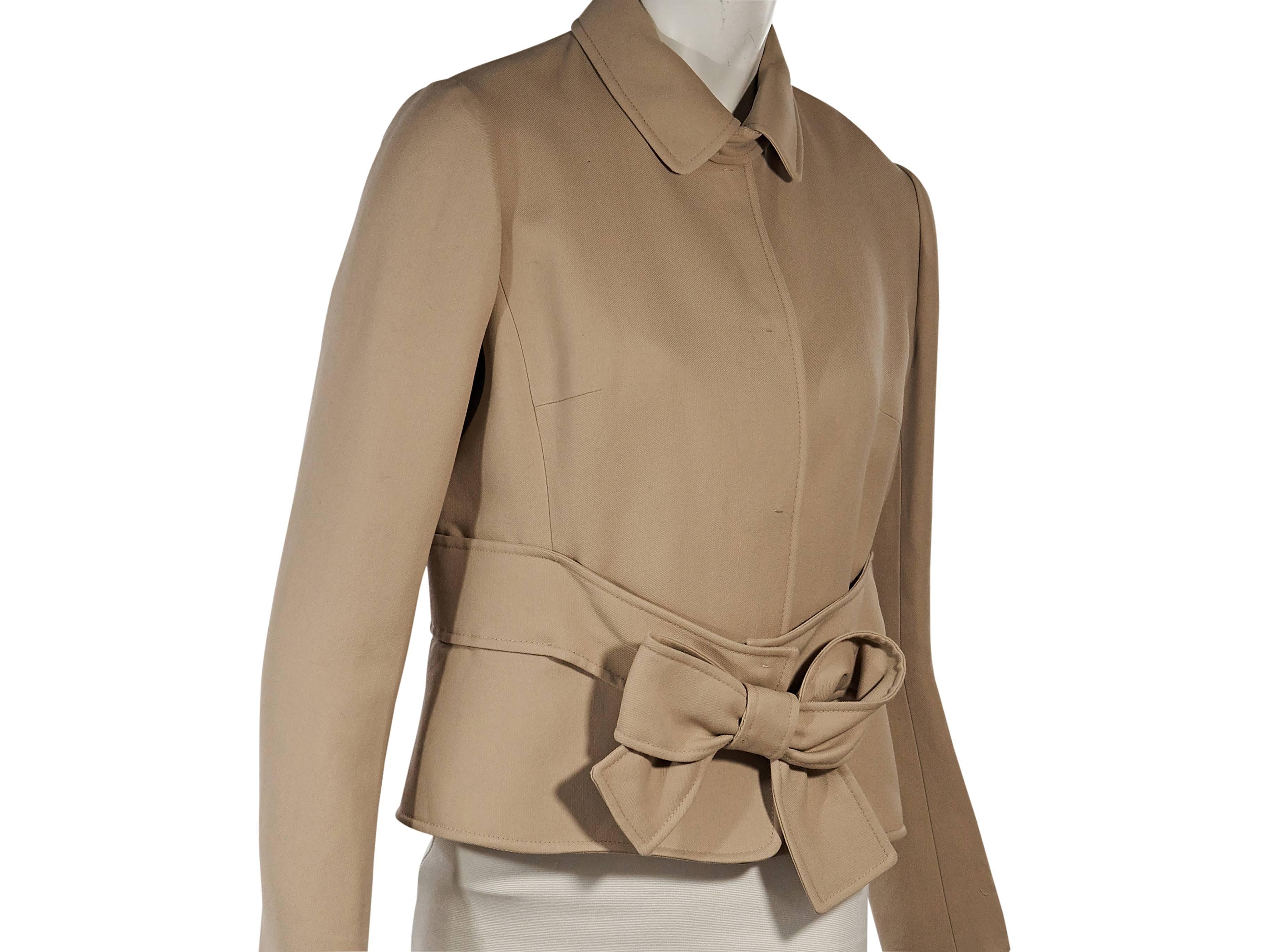 Tan Valentino Bow Coat In Excellent Condition In New York, NY