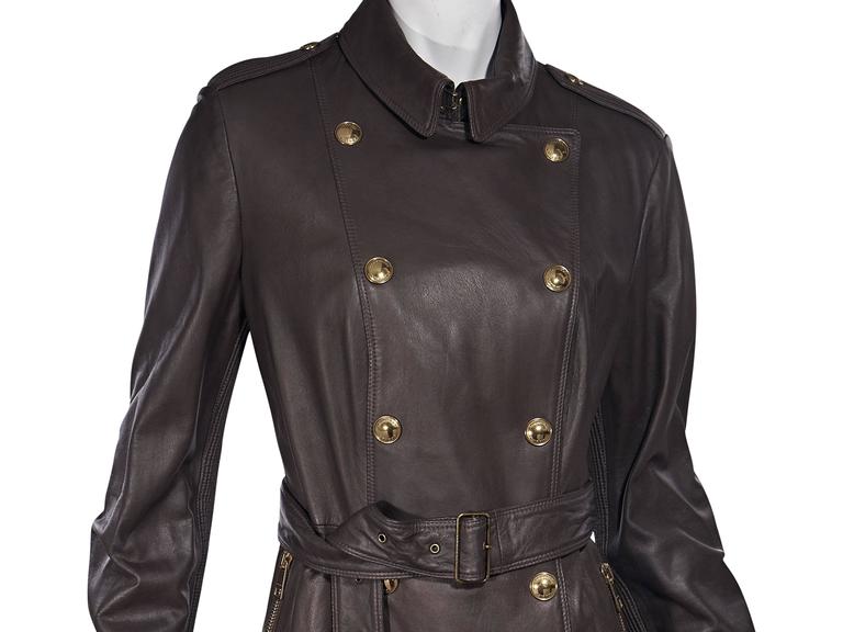 Brown Burberry Leather Trench Coat For Sale at 1stDibs