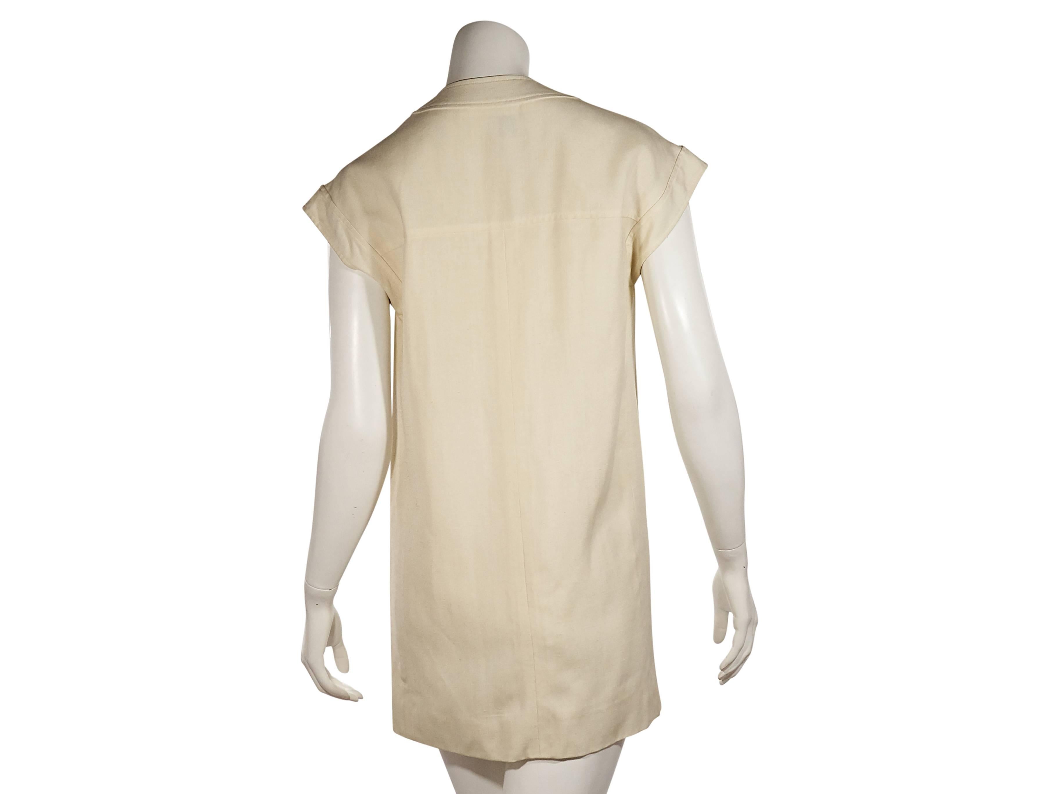 Cream Vintage Chanel Gold Button Dress In Good Condition In New York, NY