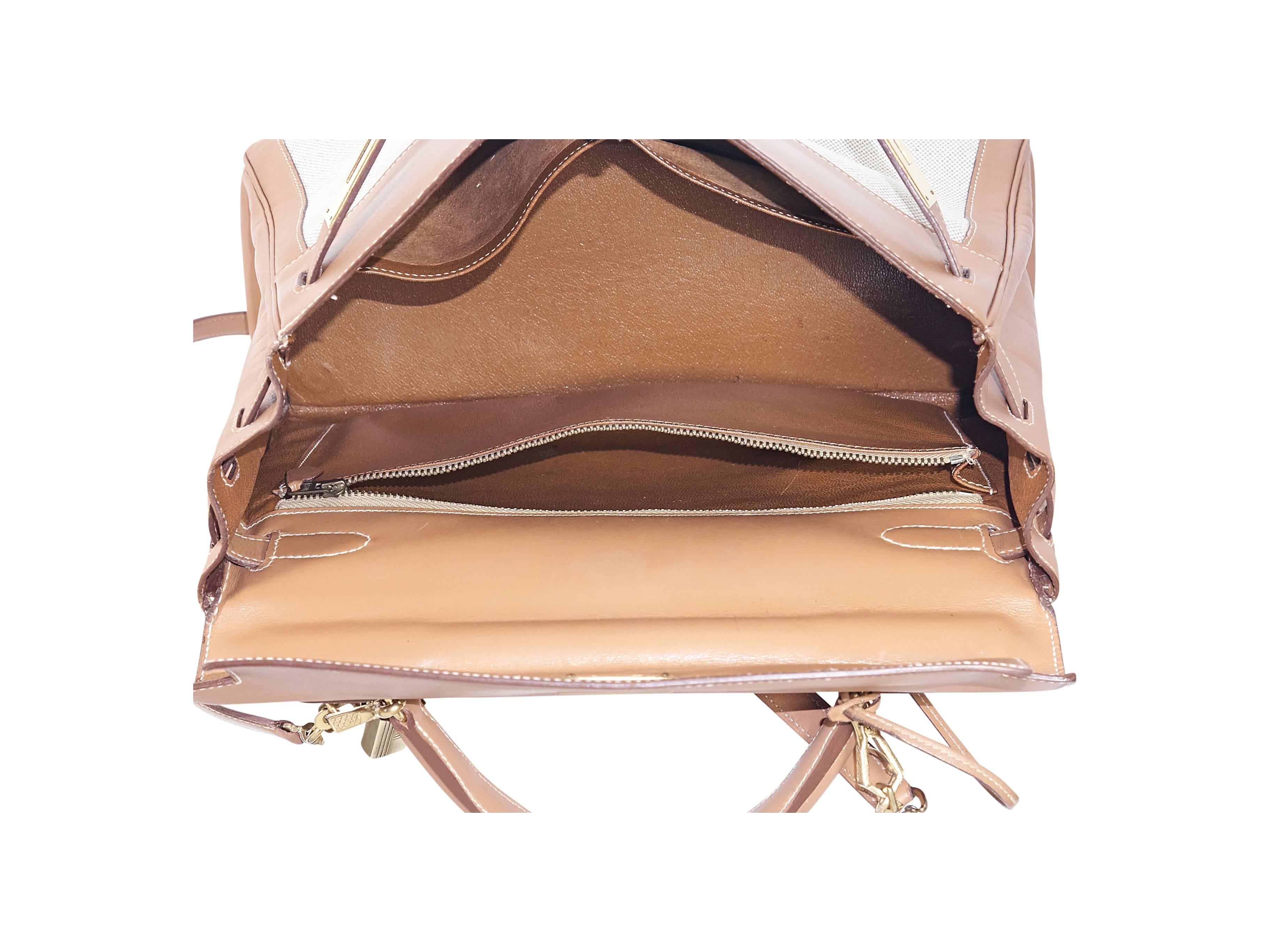 Beige Tan Hermès Leather & Canvas Kelly Bag