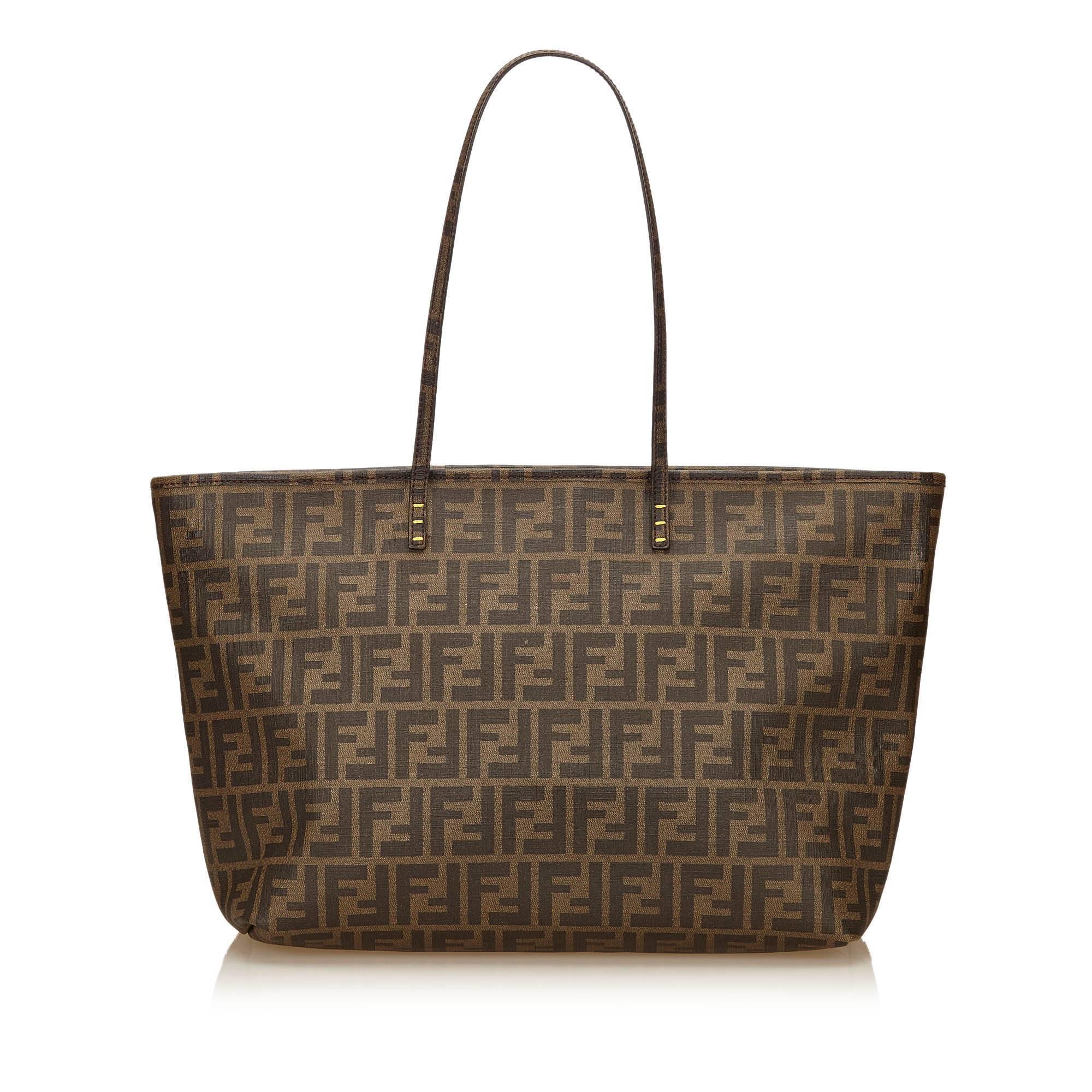 Brown Fendi Printed Zucca Tote Bag In Excellent Condition In New York, NY