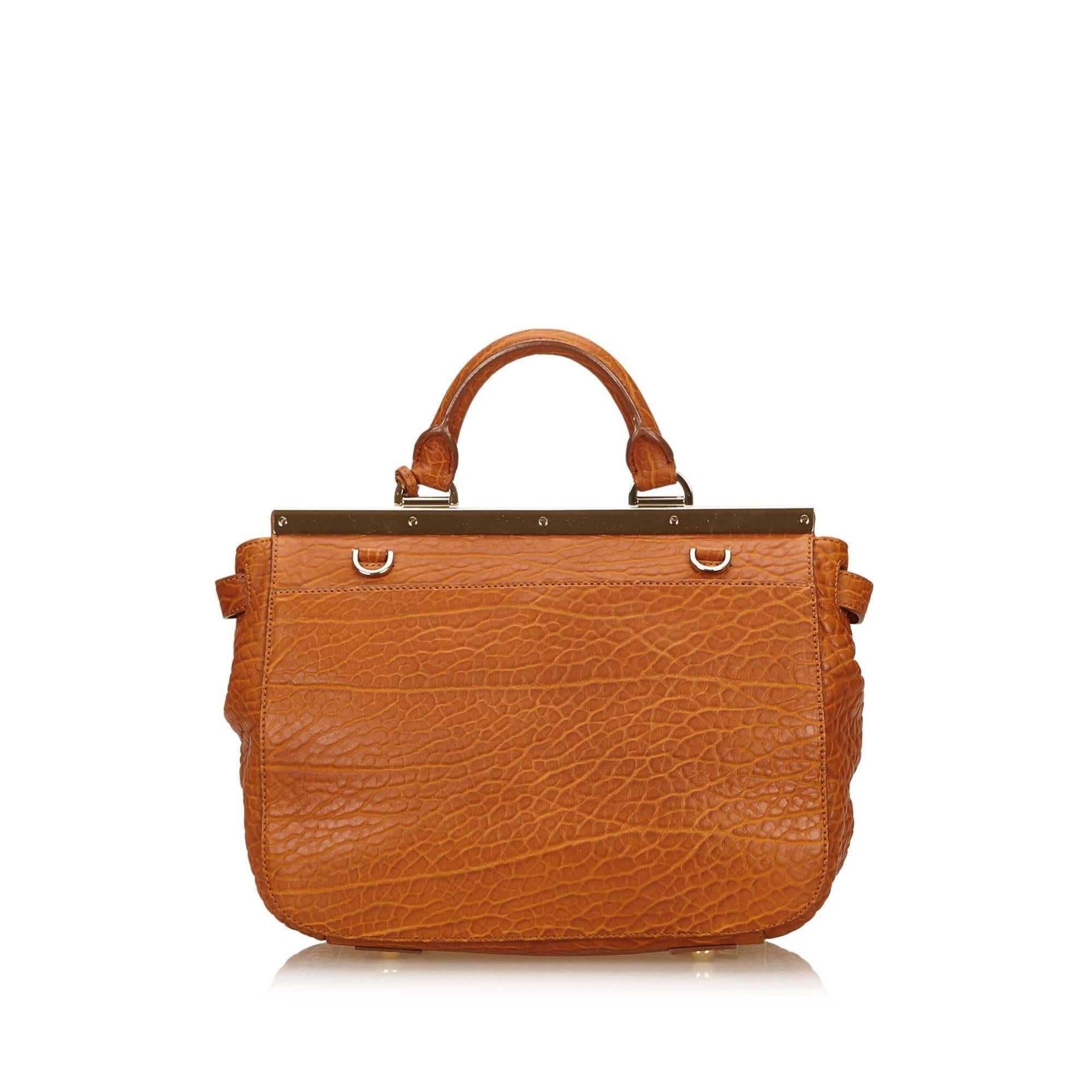 Women's Brown Mulberry Embossed Leather Satchel