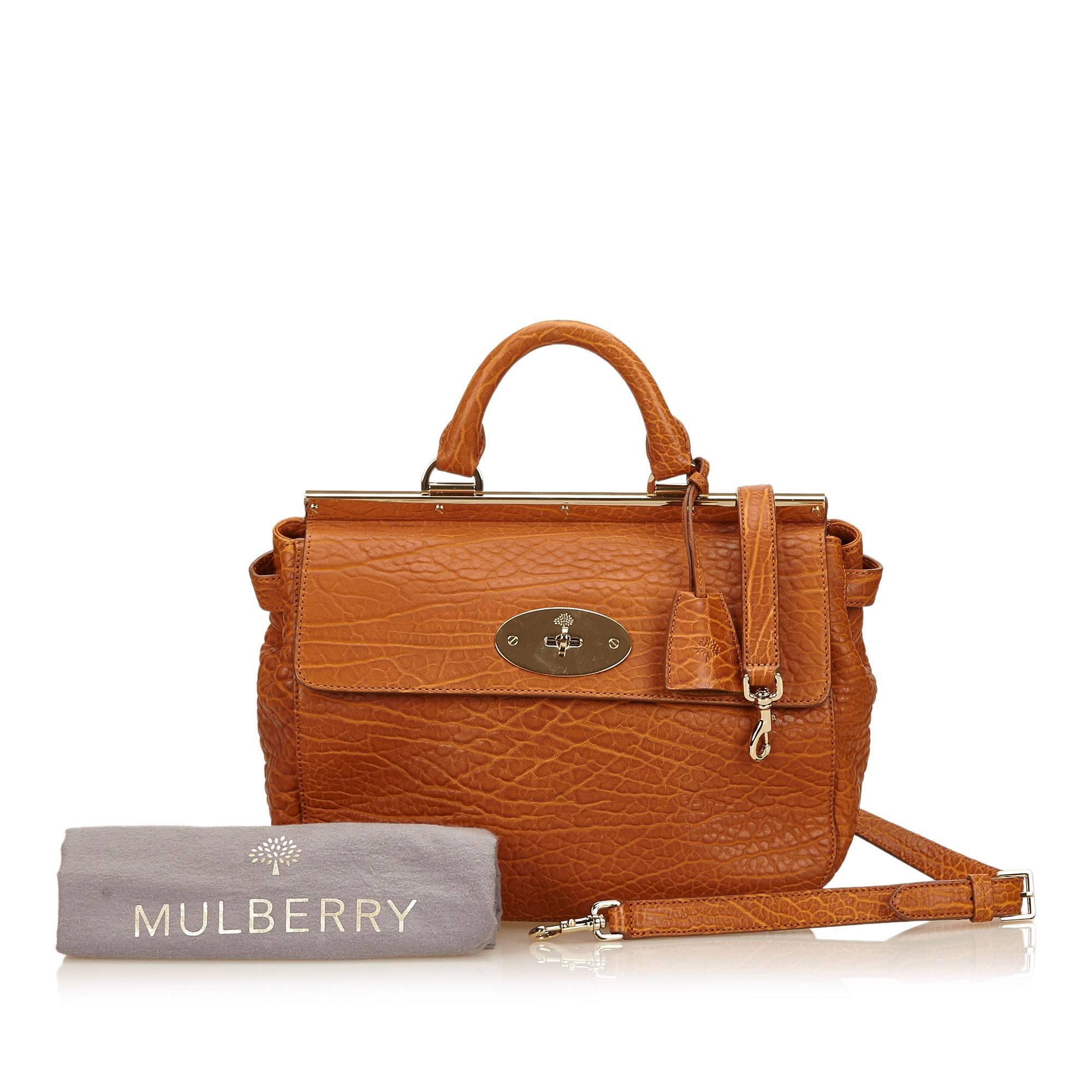 Brown Mulberry Embossed Leather Satchel 1