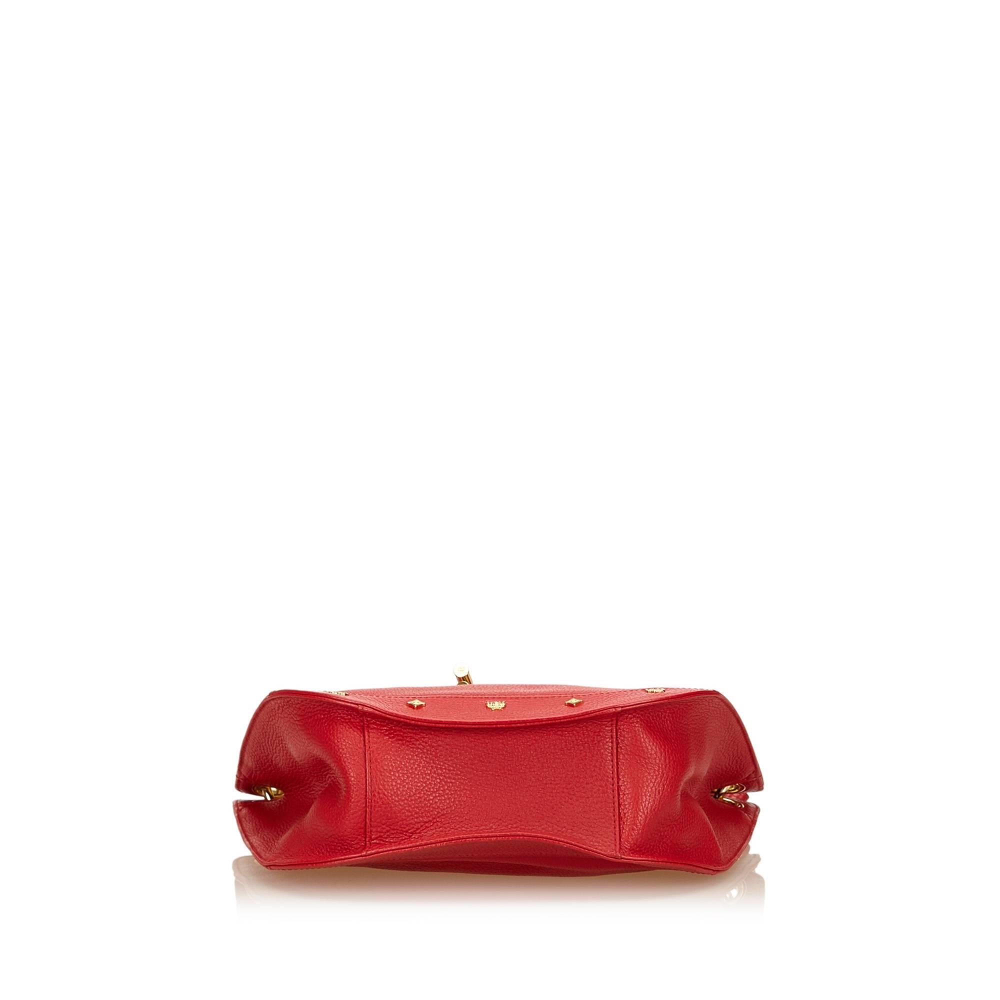 red mcm designer bag