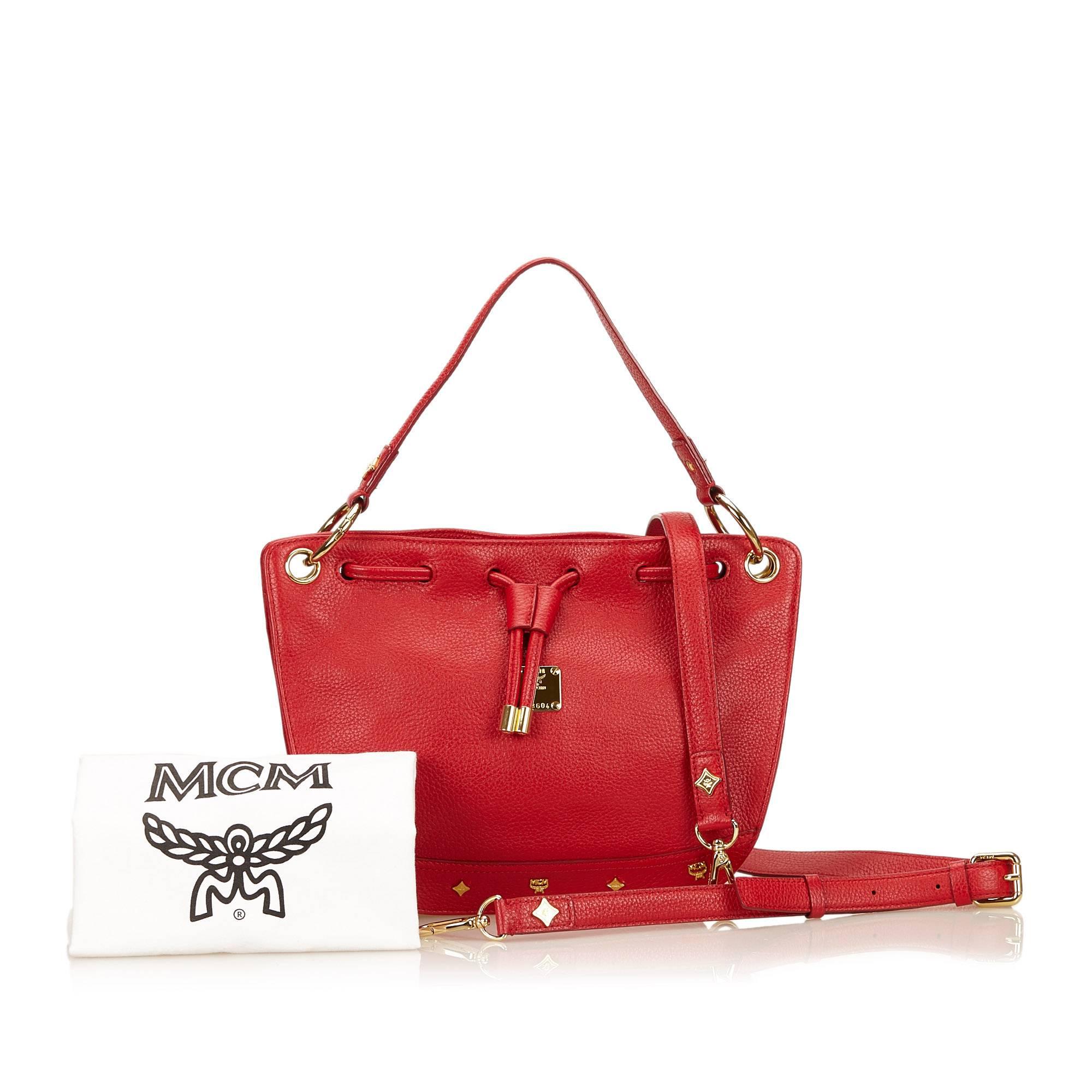 Women's Red MCM Leather Shoulder Bag