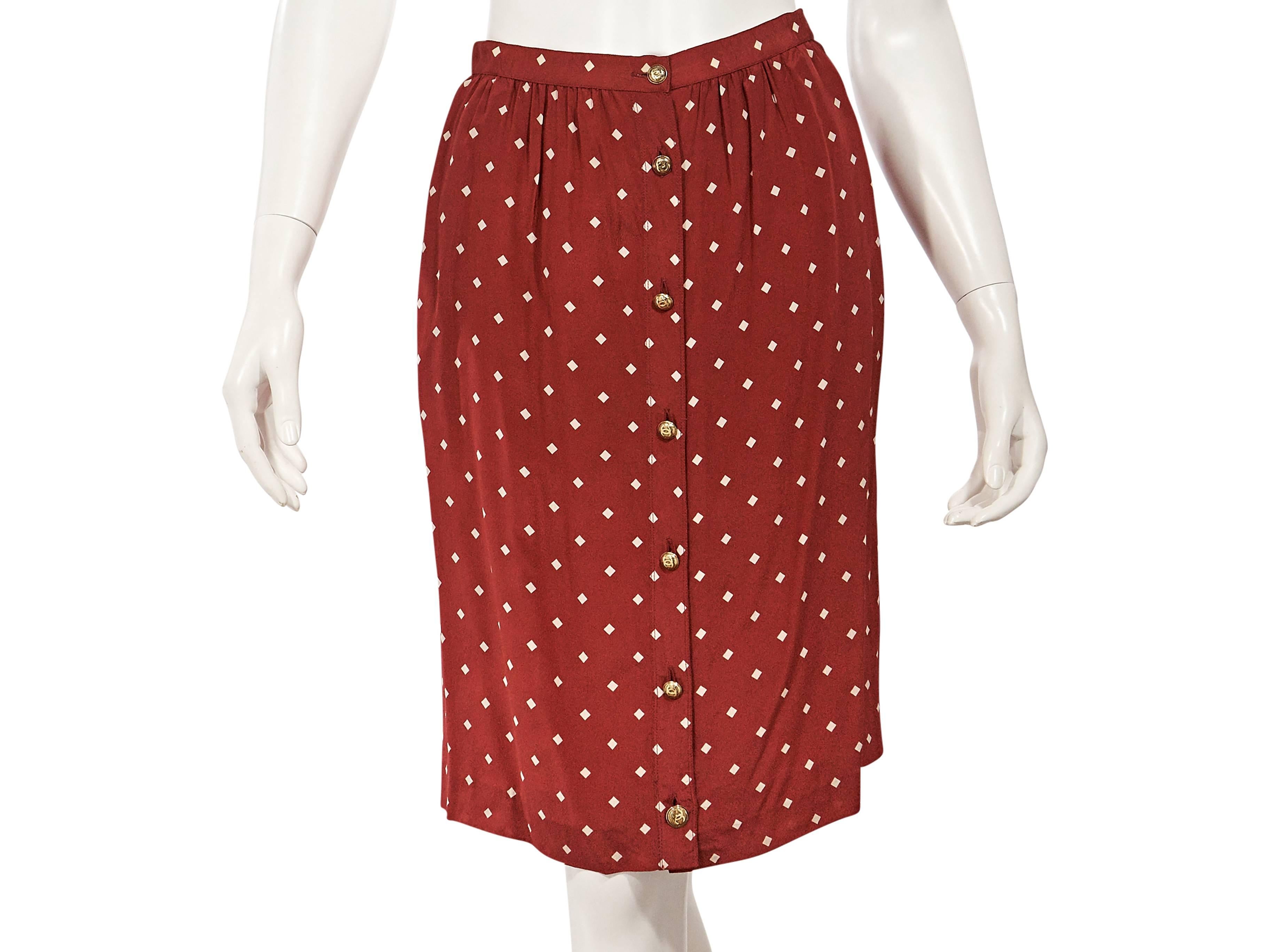 Women's Red Vintage Chanel Silk Skirt Set