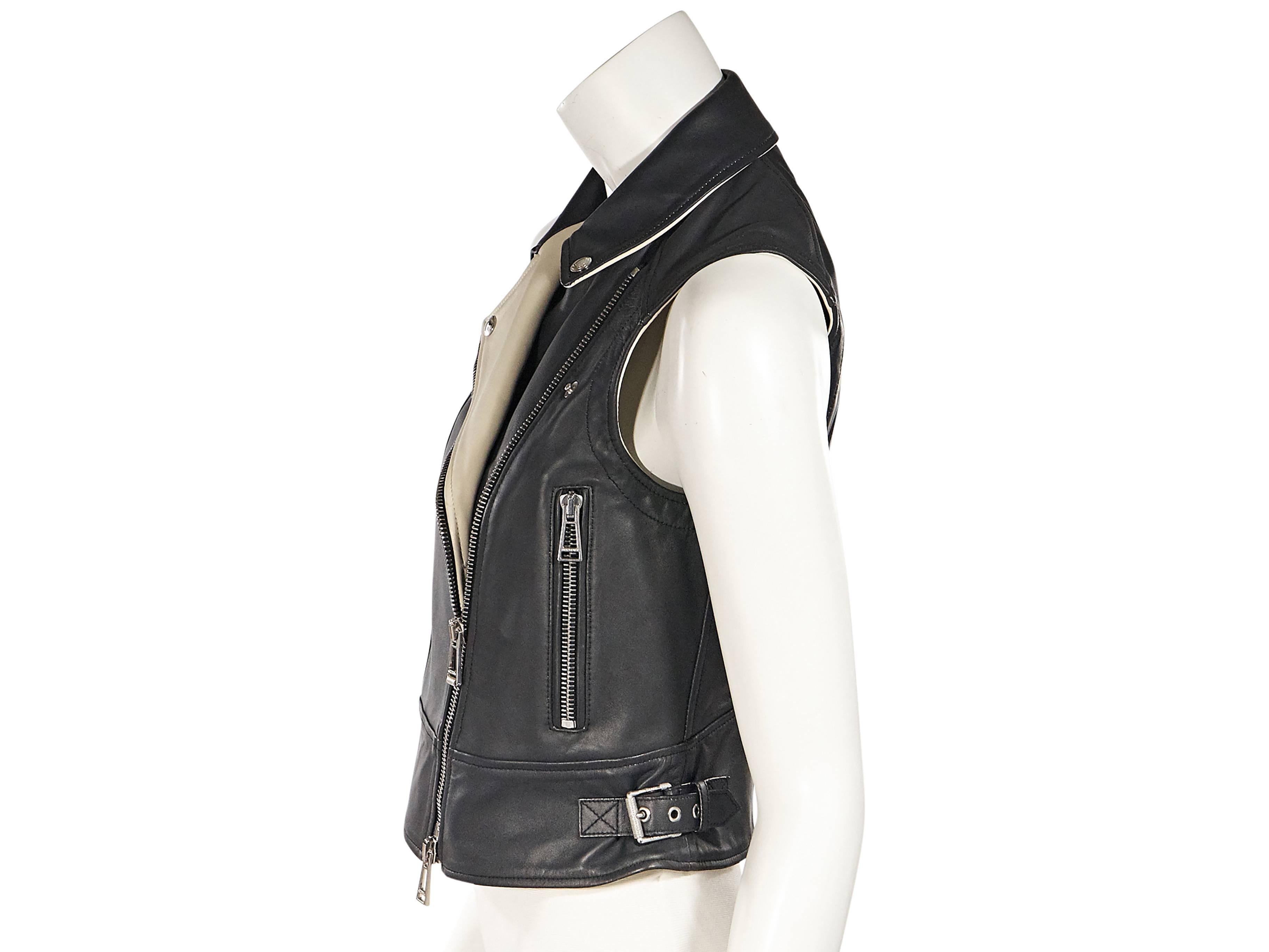 Black Belstaff Leather Moto Vest In Excellent Condition In New York, NY
