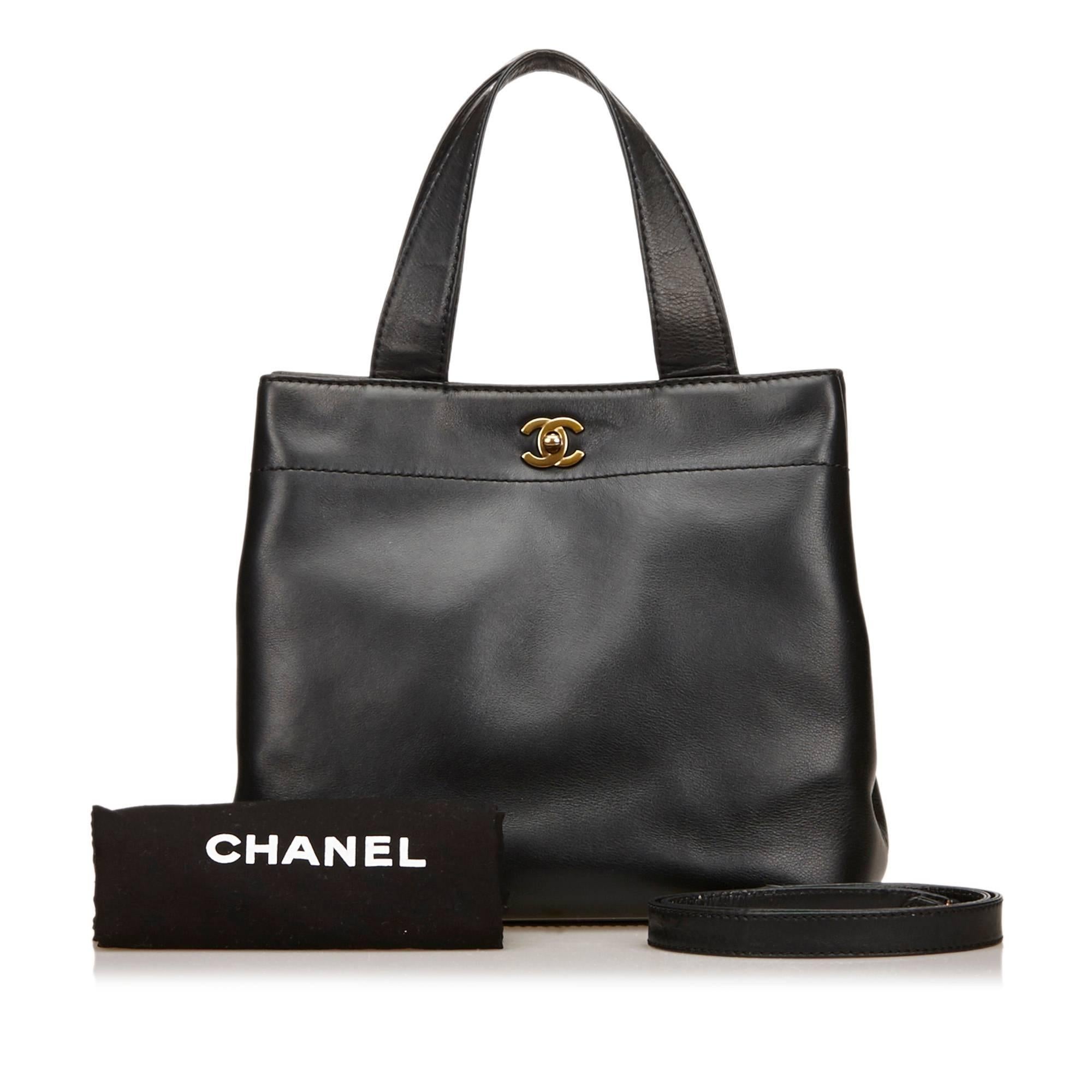 Black Chanel Leather Tote Bag 4