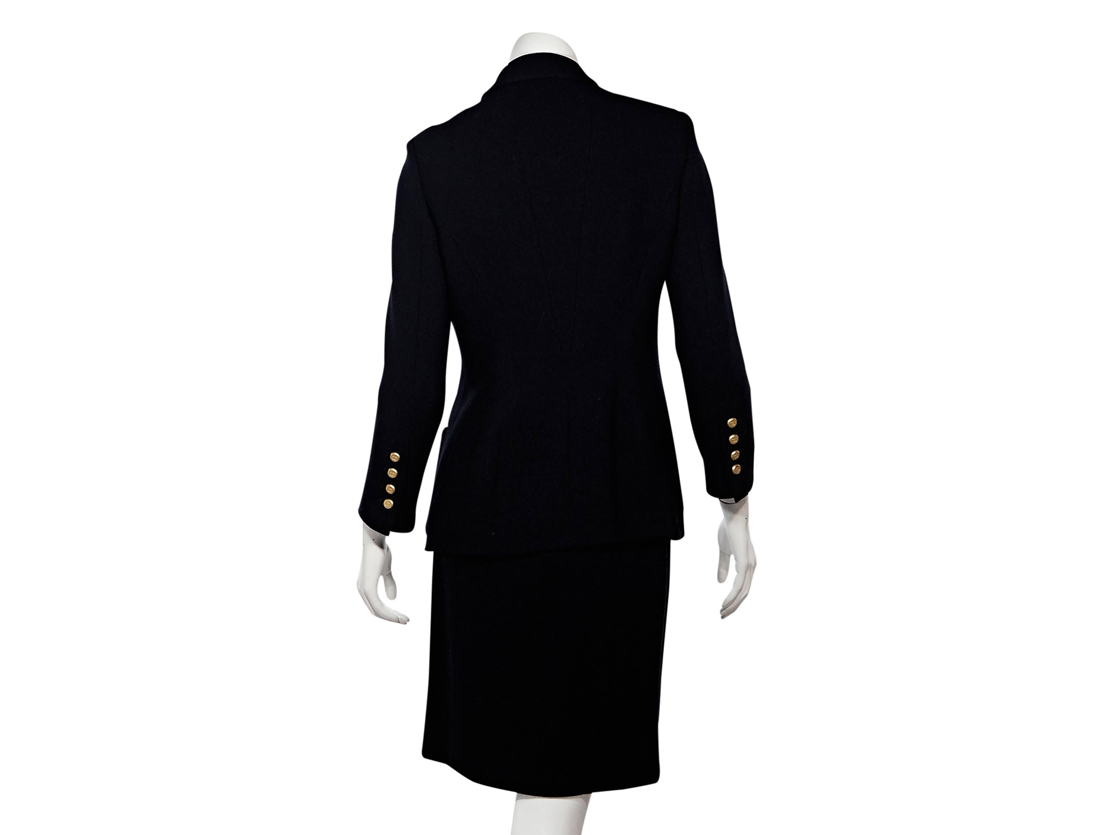 Black Navy Chanel Wool Skirt Suit Set