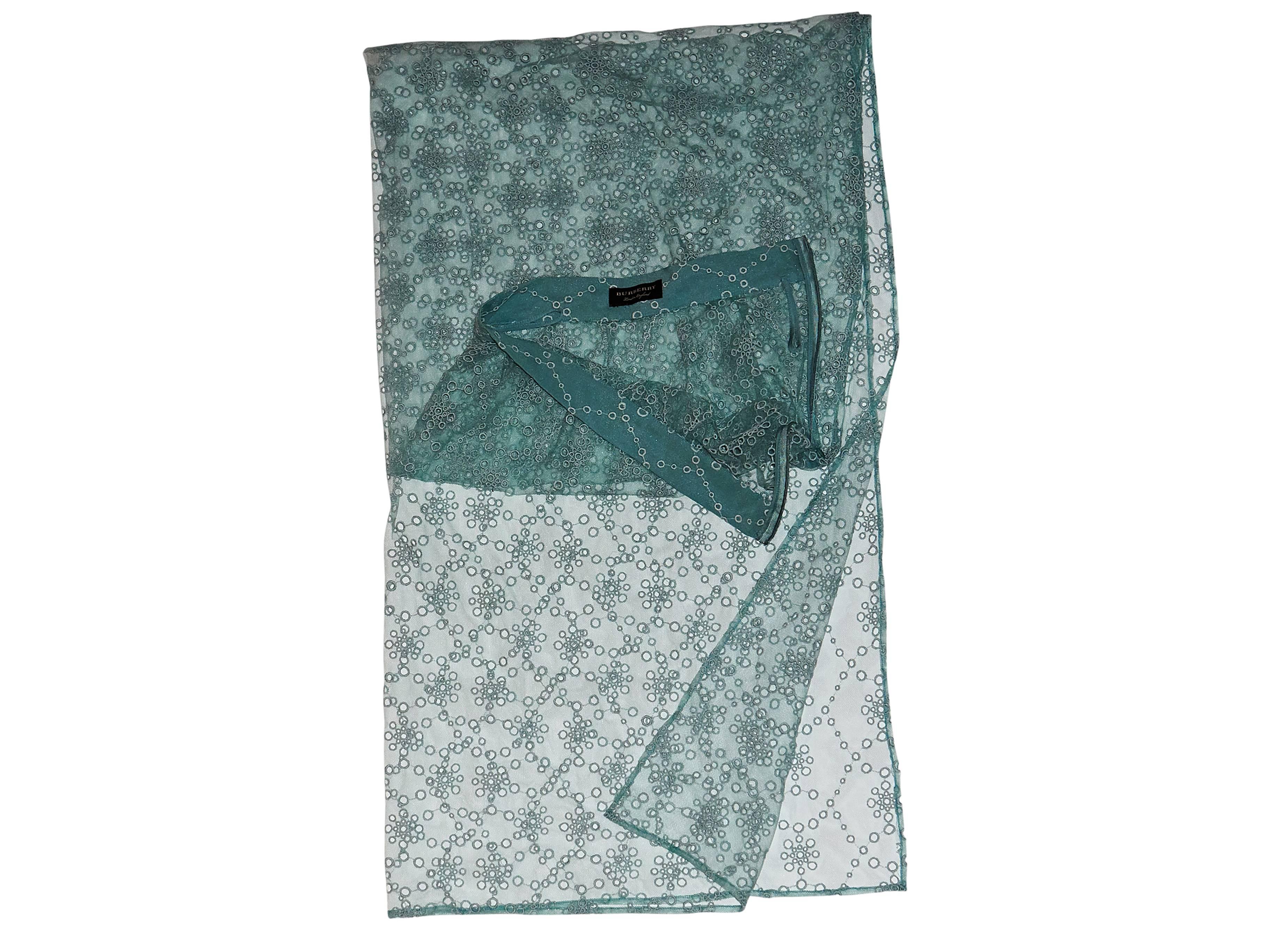 Teal Burberry Prorsum Runway Sheer Eyelet Maxi Skirt In Excellent Condition In New York, NY
