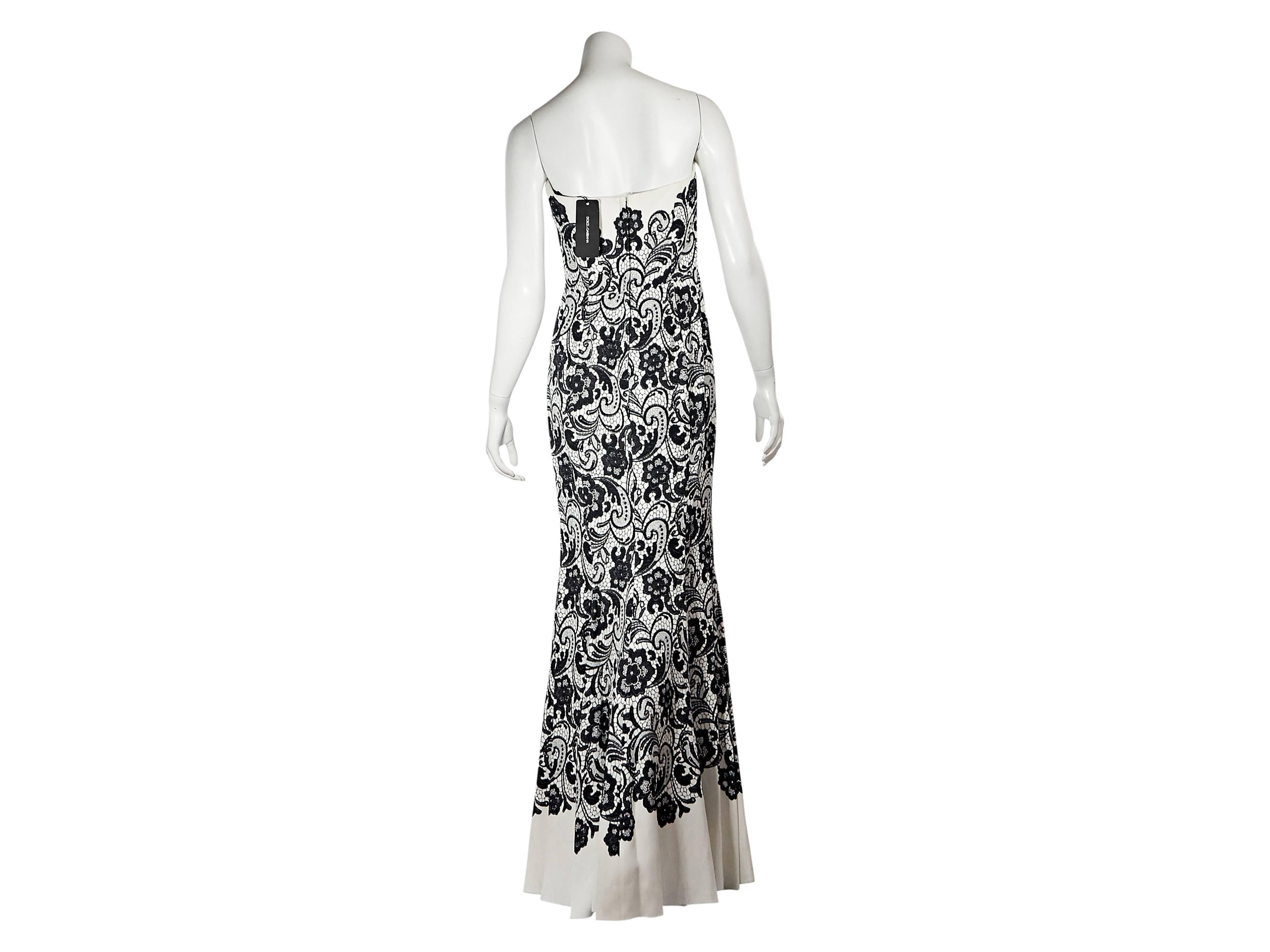 Gray White & Black Dolce & Gabbana Floral Lace Gown