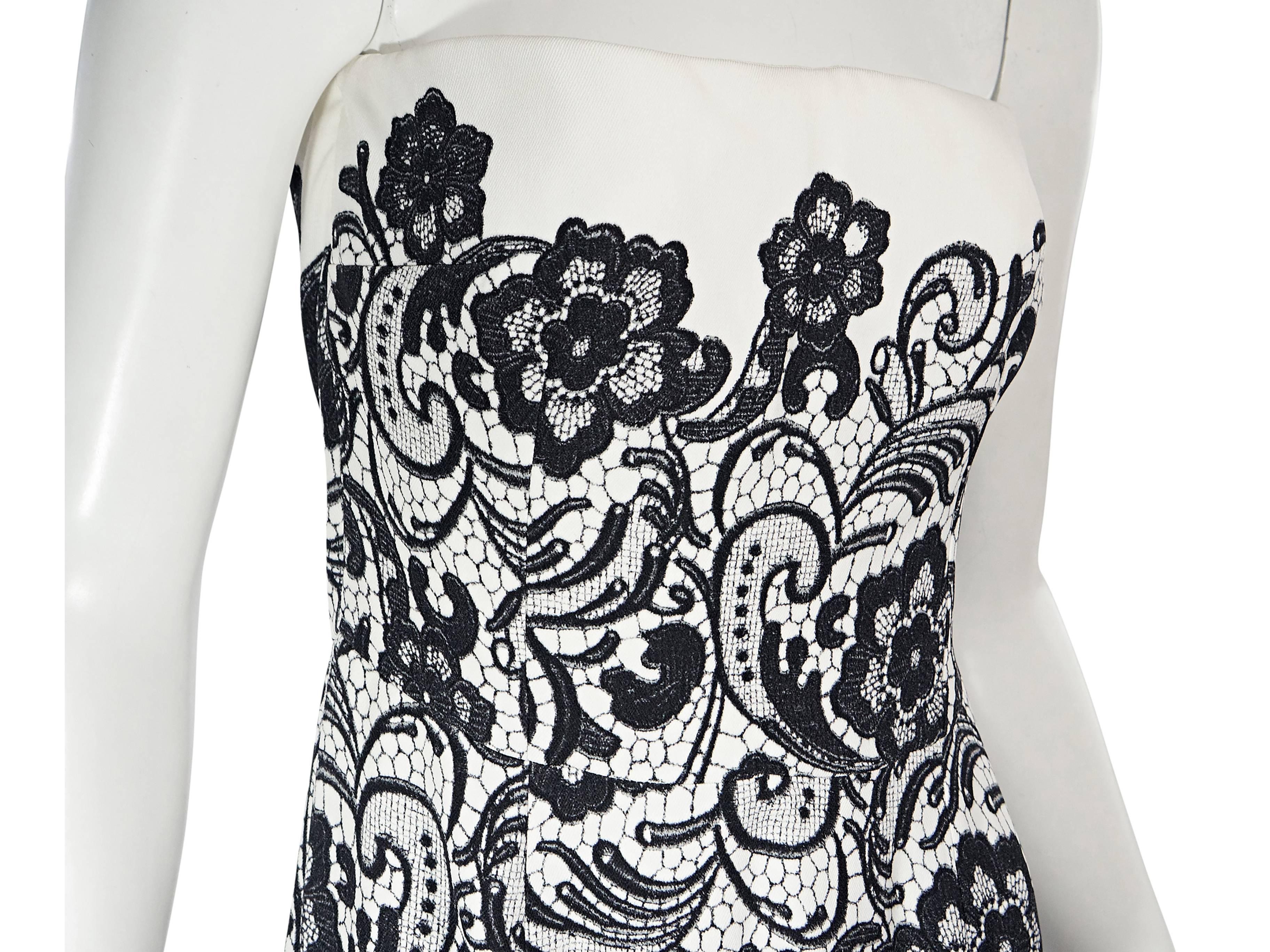 Women's White & Black Dolce & Gabbana Floral Lace Gown