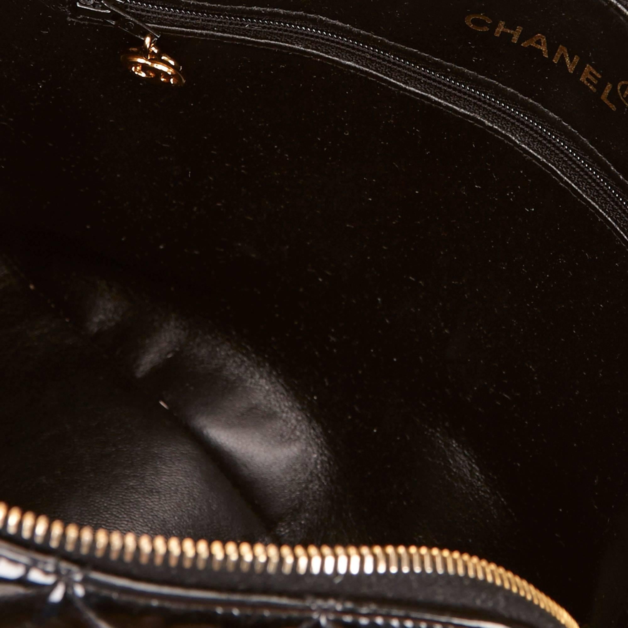 Black Chanel Quilted Patent Leather Bag 2
