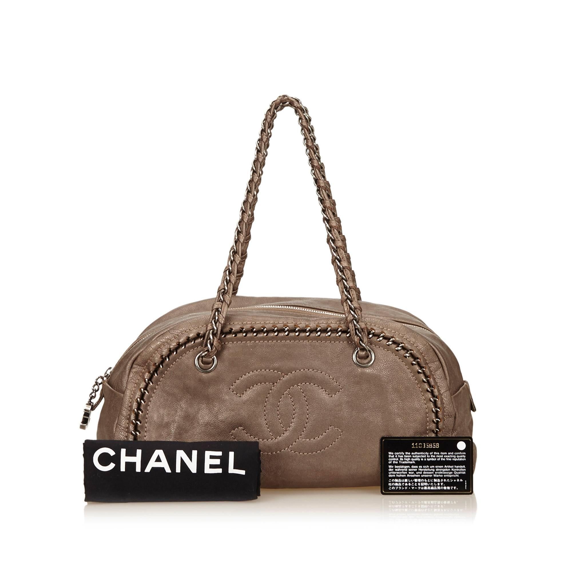 Bronze Chanel Leather Shoulder Bag 2