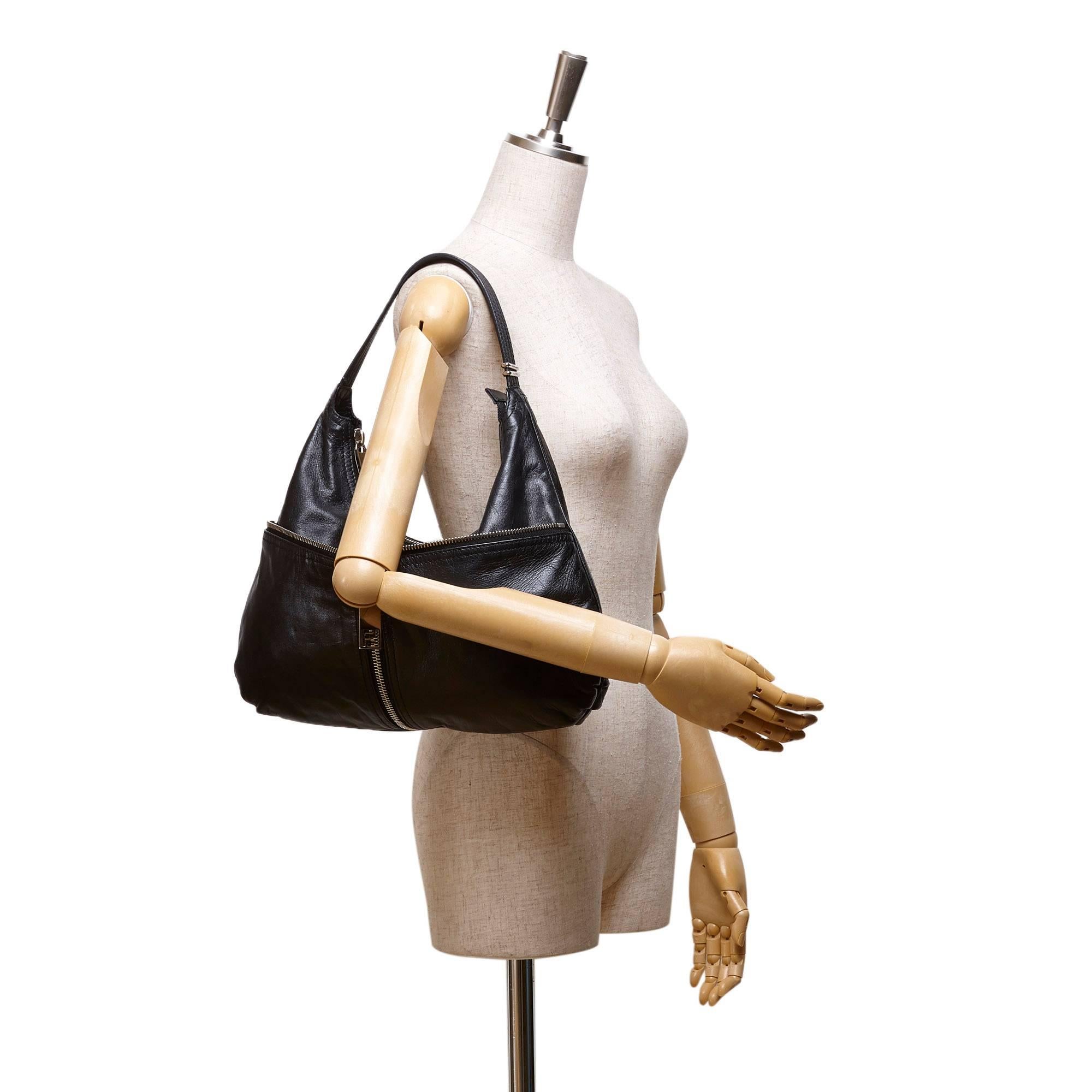 Black Fendi Leather Shoulder Bag 1