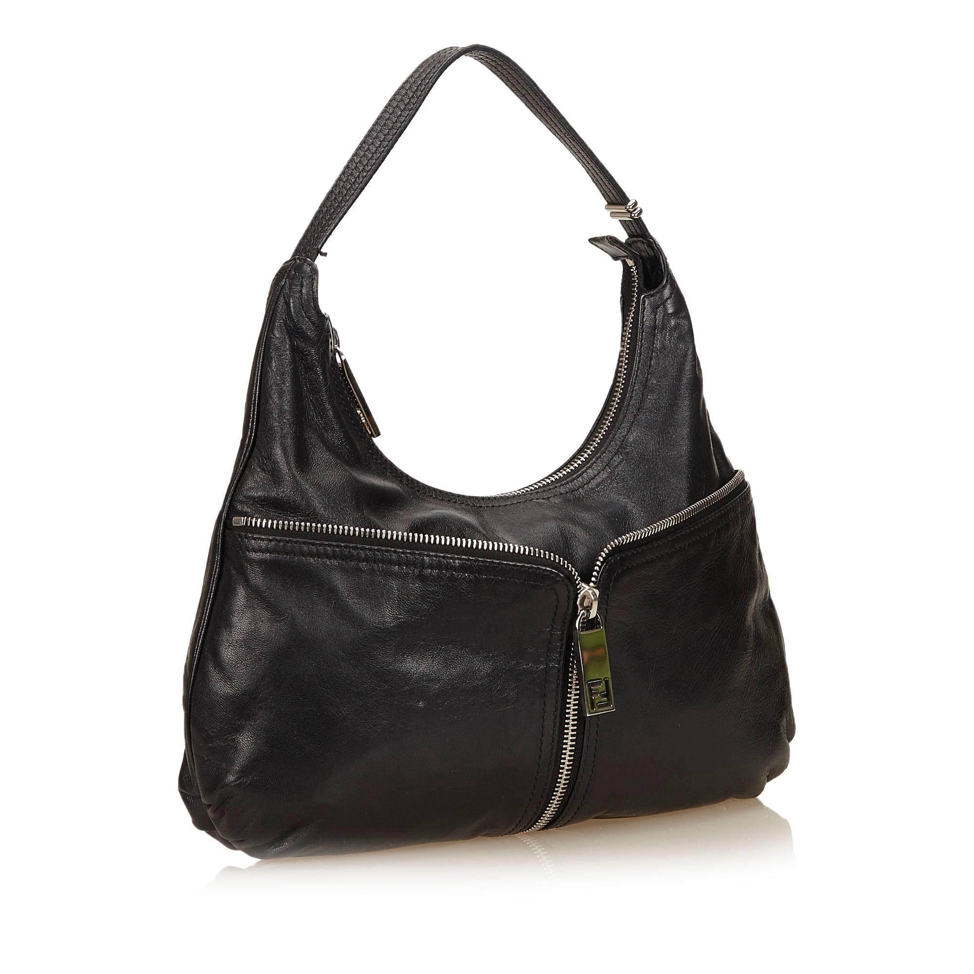 Black Fendi Leather Shoulder Bag 2